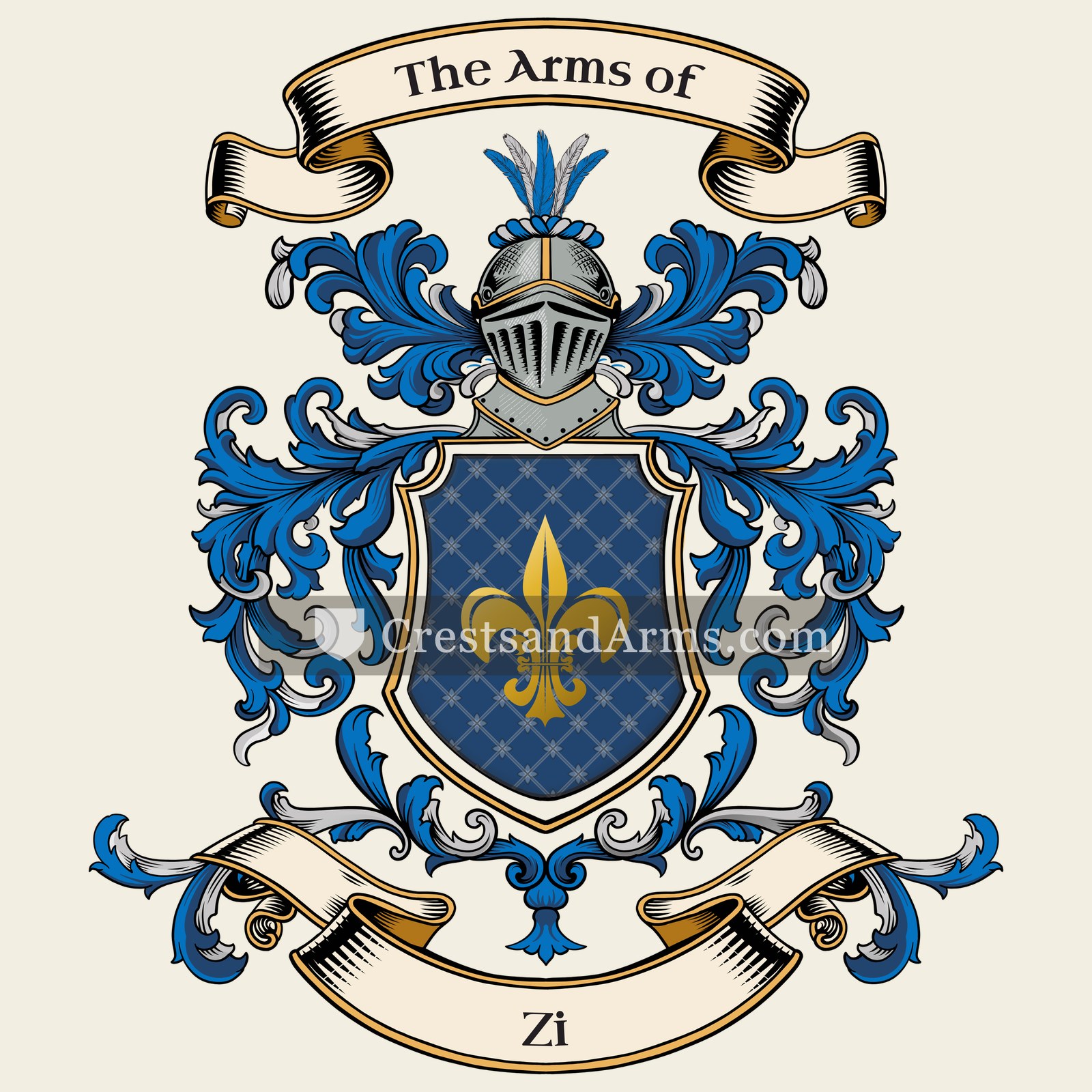 The Zi coat of arms, drawn from the recorded blazon