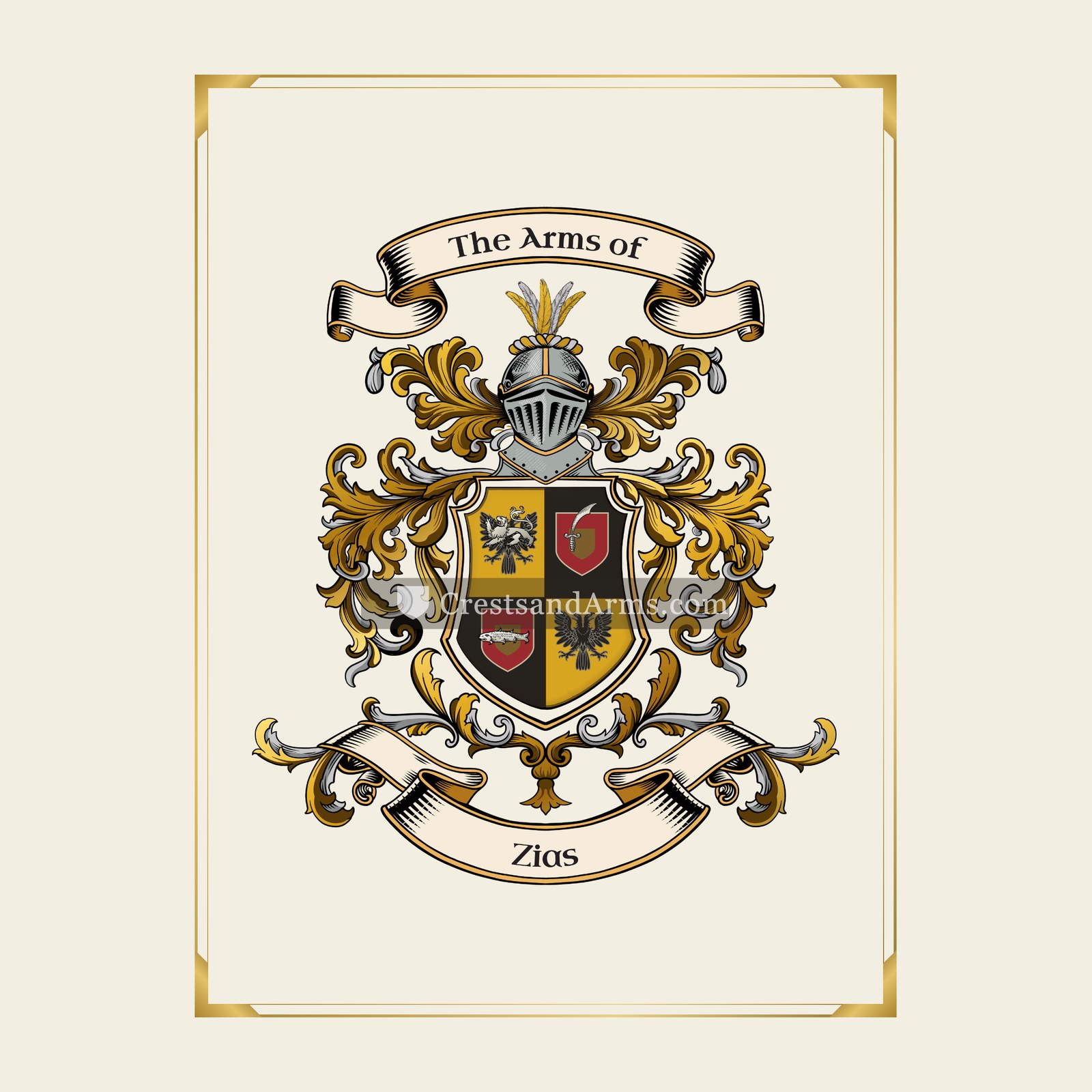 With gold border