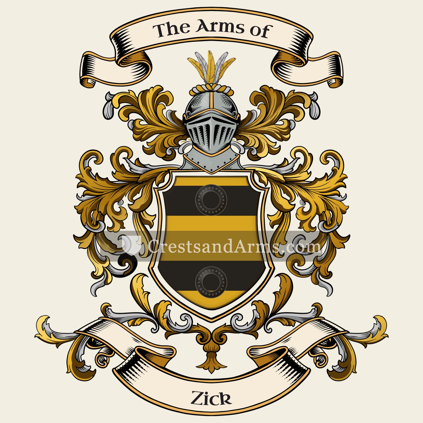 The Zick coat of arms, drawn from the recorded blazon
