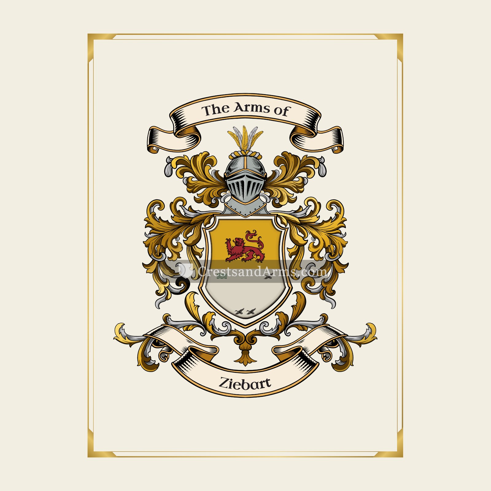 With gold border