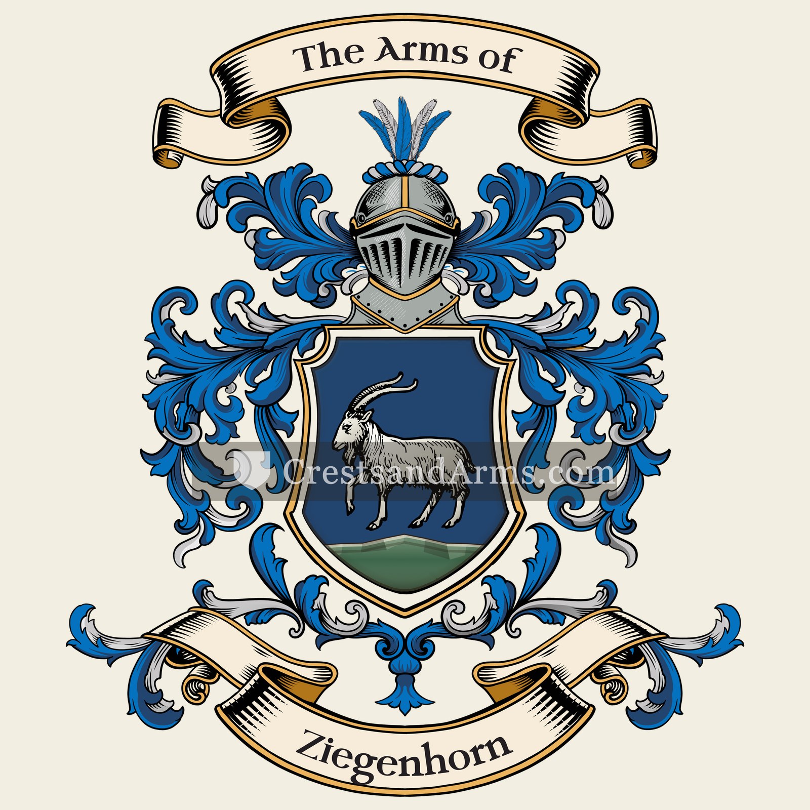 The Ziegenhorn coat of arms, drawn from the recorded blazon