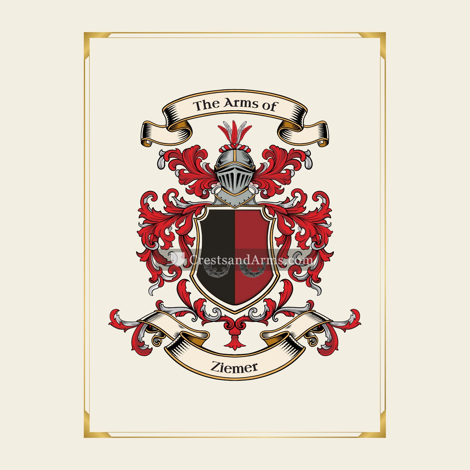 With gold border