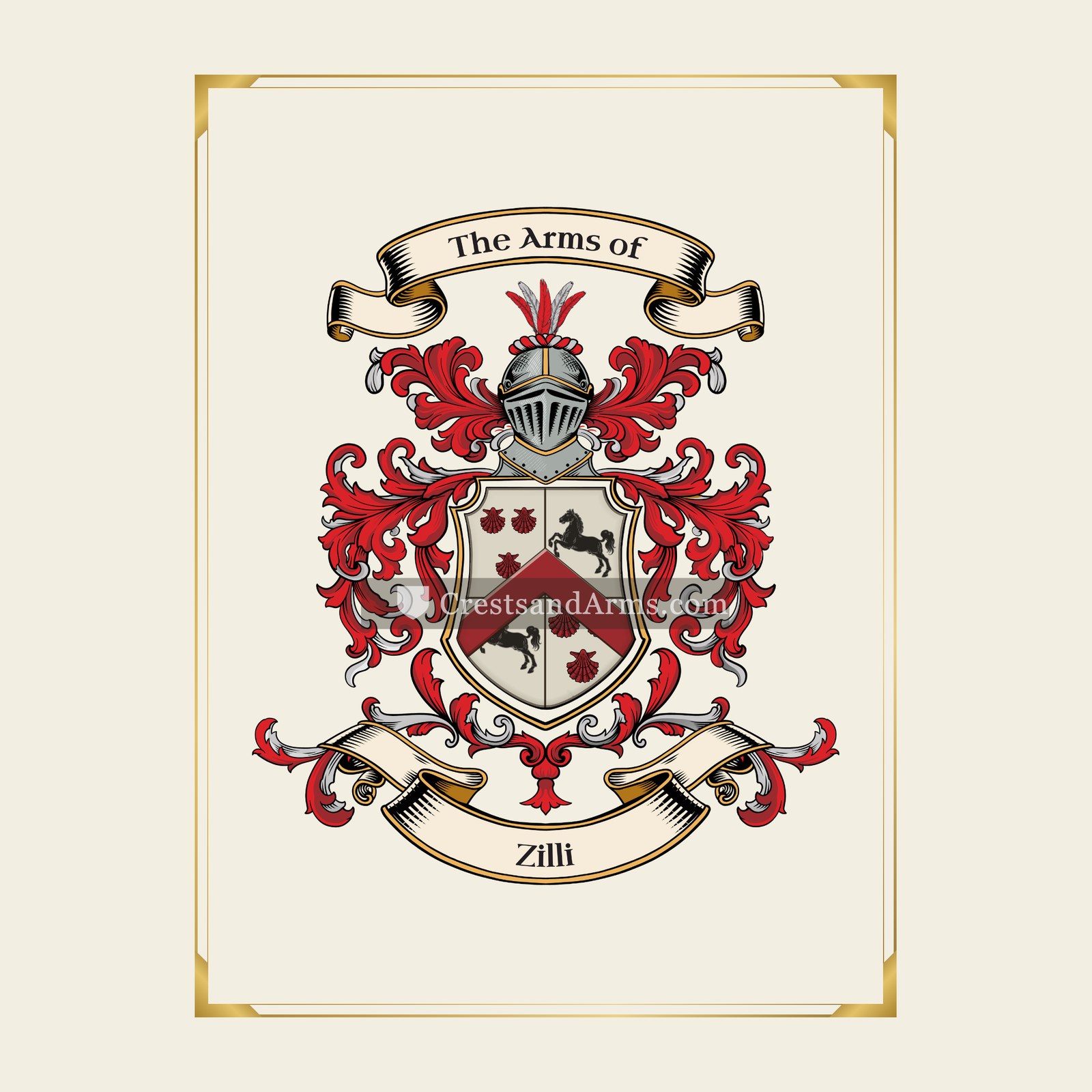 With gold border