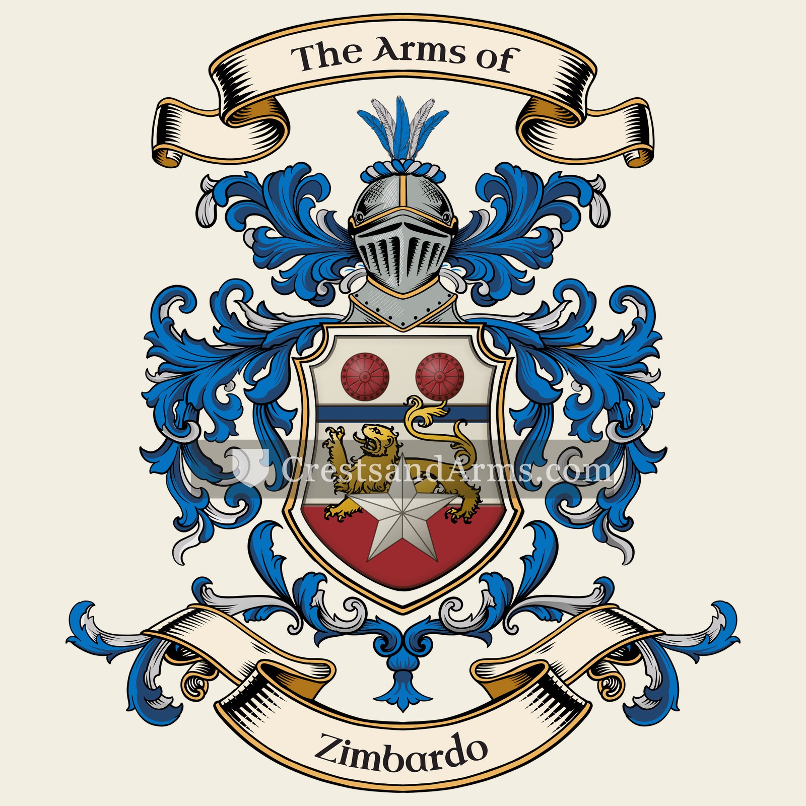 The Zimbardo coat of arms, drawn from the recorded blazon