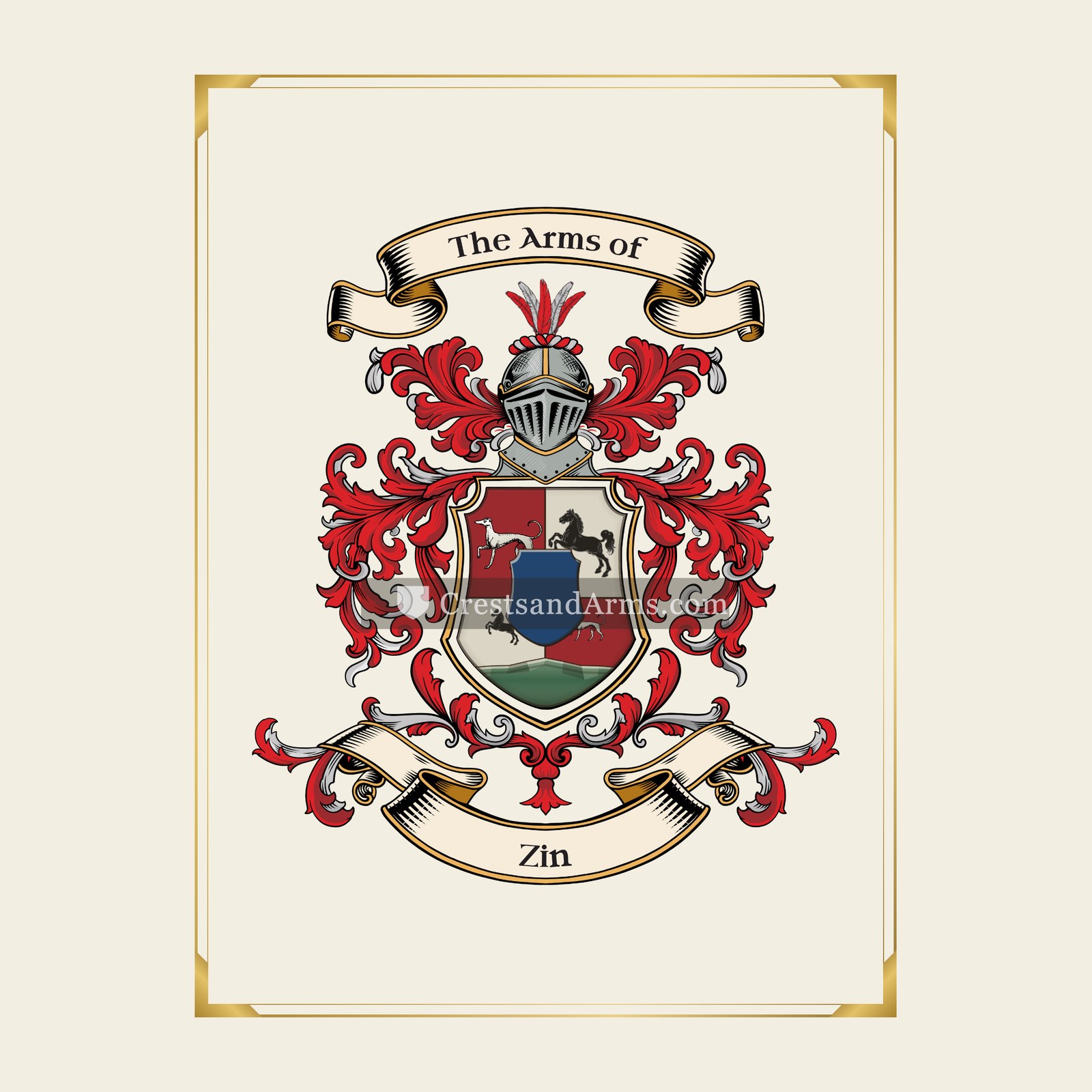 With gold border