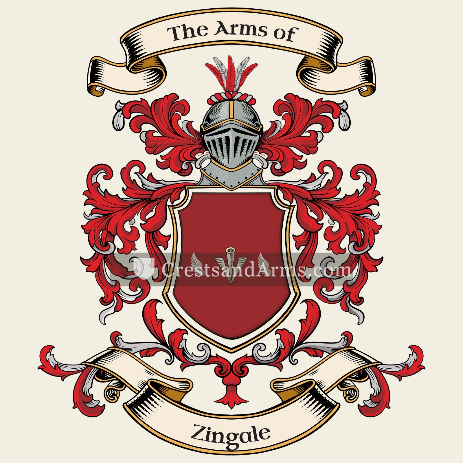The Zingale coat of arms, drawn from the recorded blazon