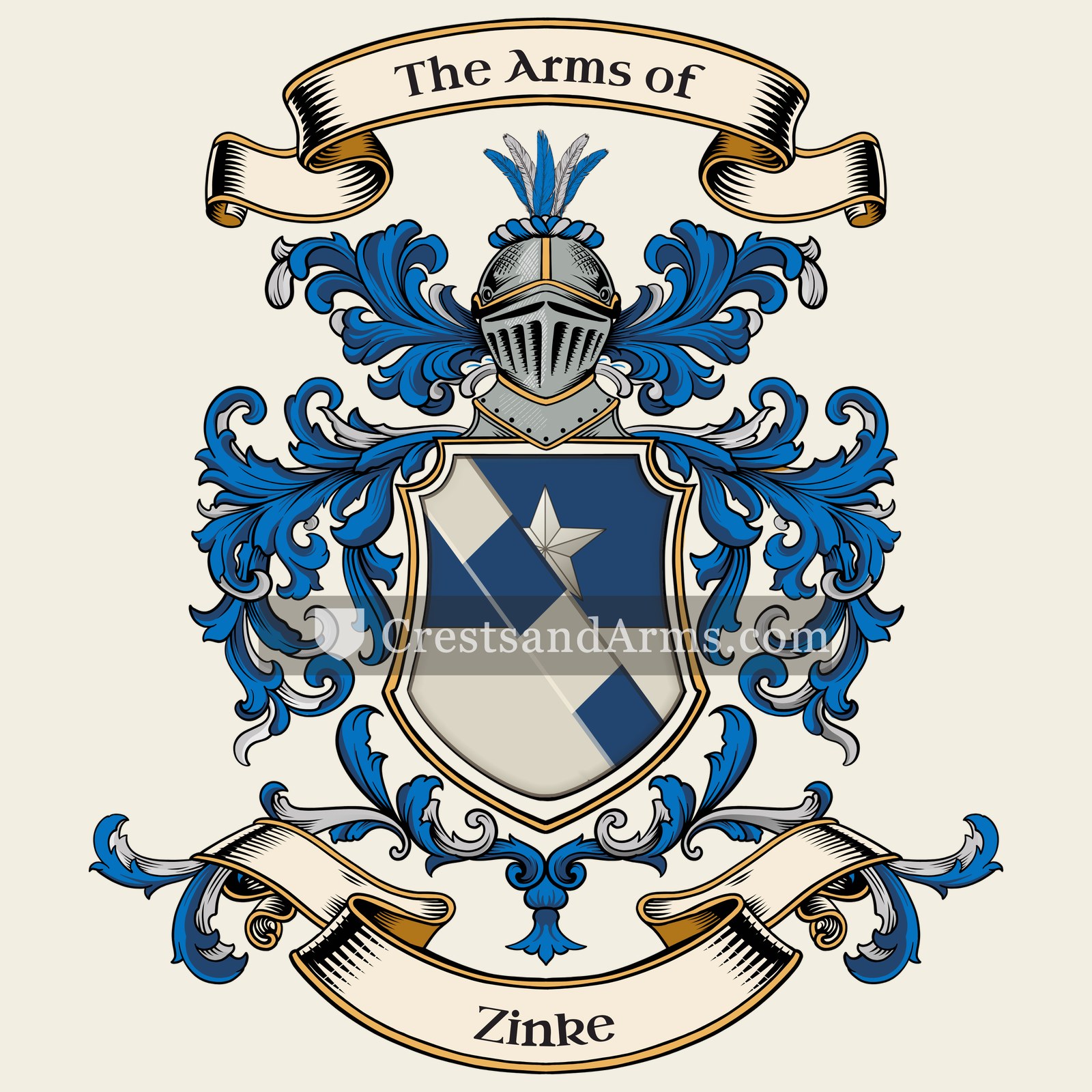 The Zinke coat of arms, drawn from the recorded blazon