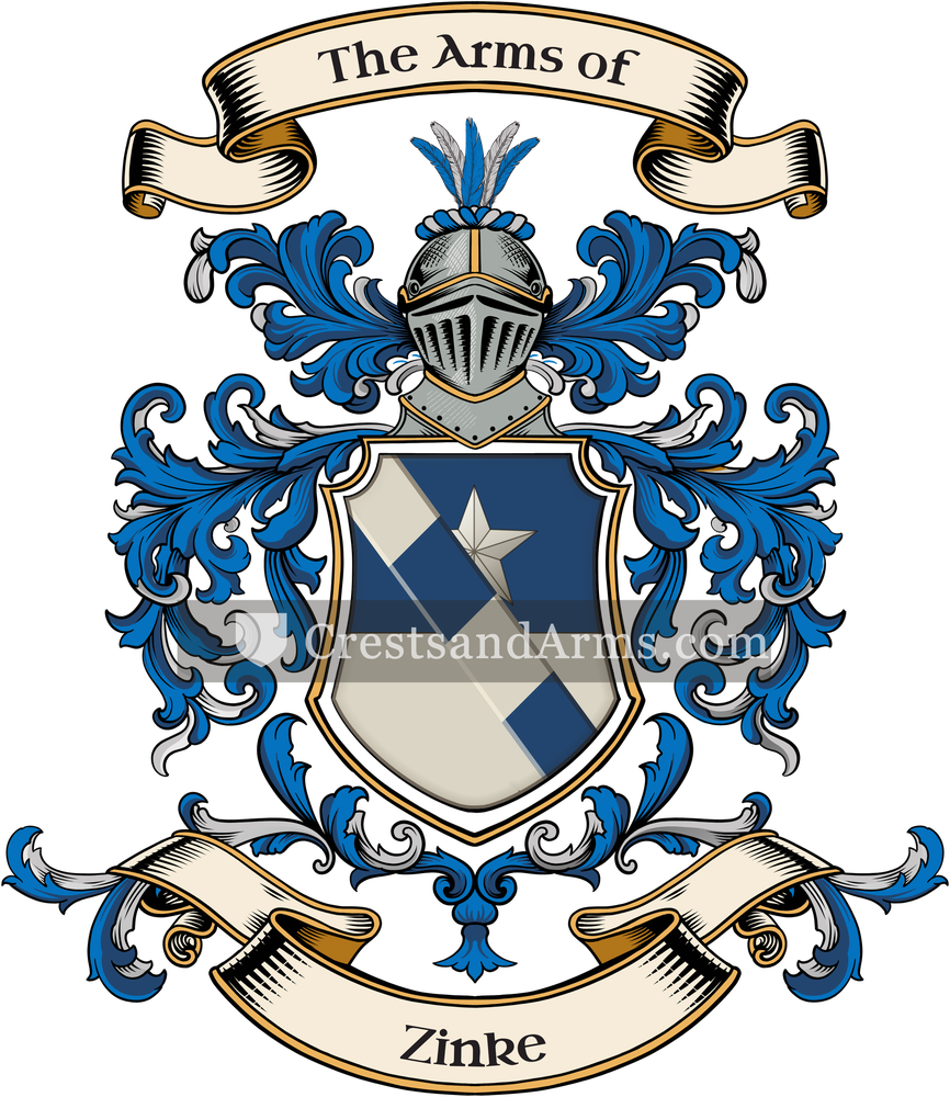 The Zinke coat of arms, drawn from the recorded blazon