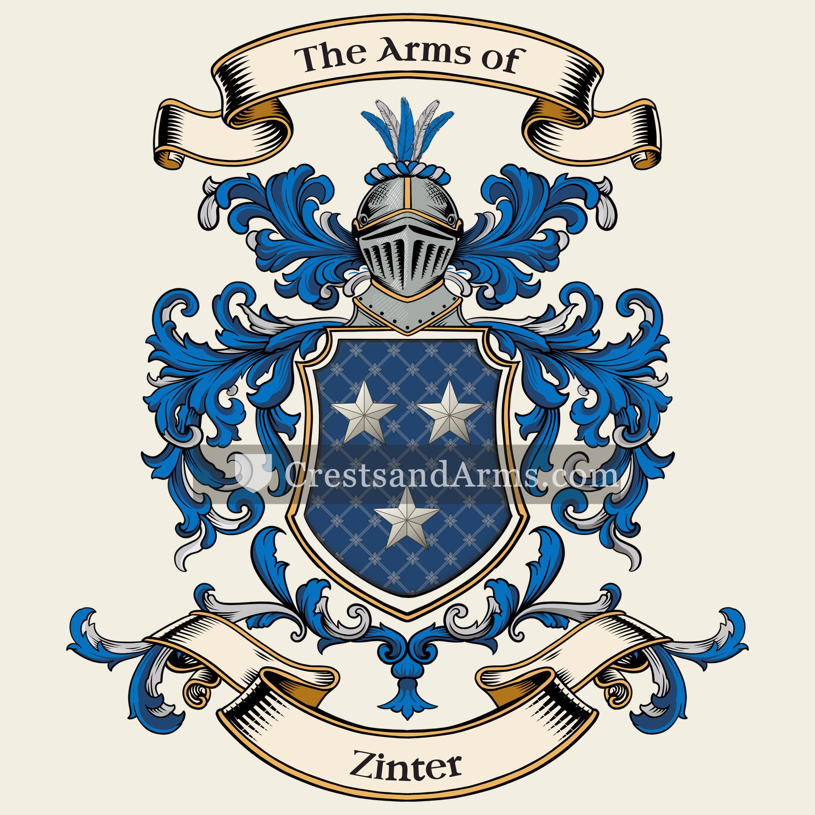 The Zinter coat of arms, drawn from the recorded blazon