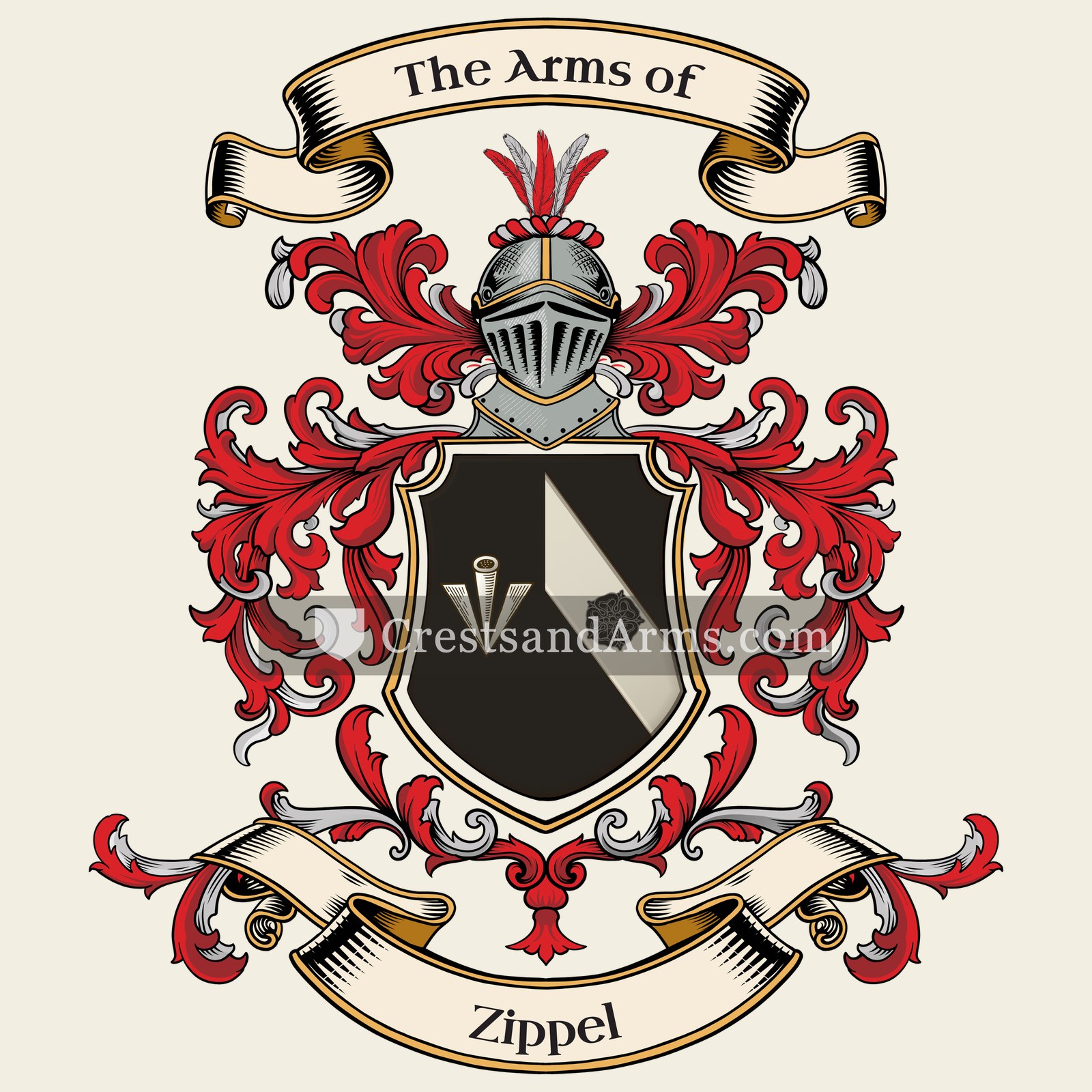 The Zippel coat of arms, drawn from the recorded blazon