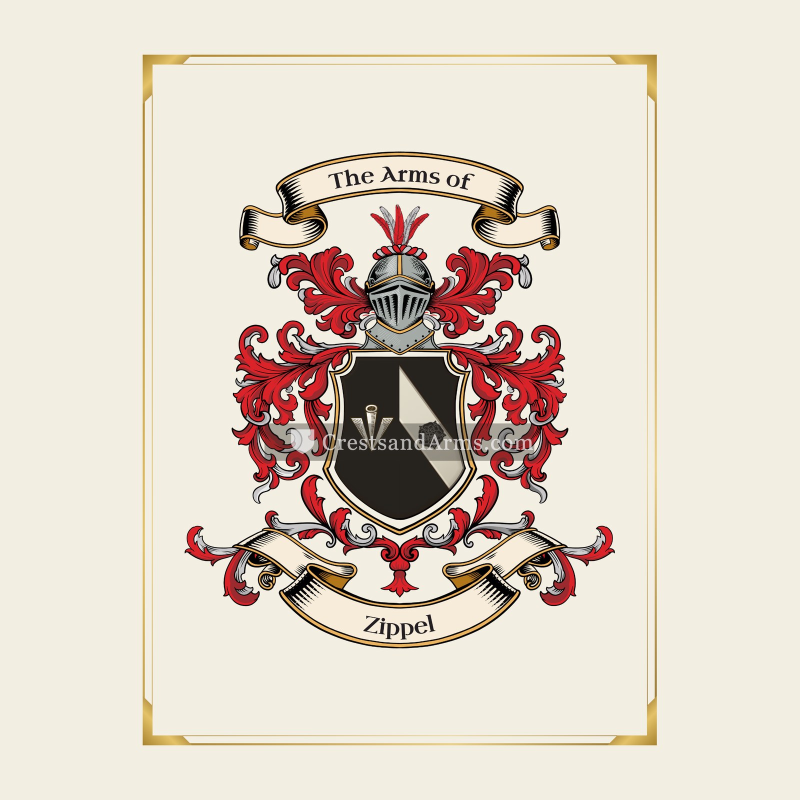 With gold border