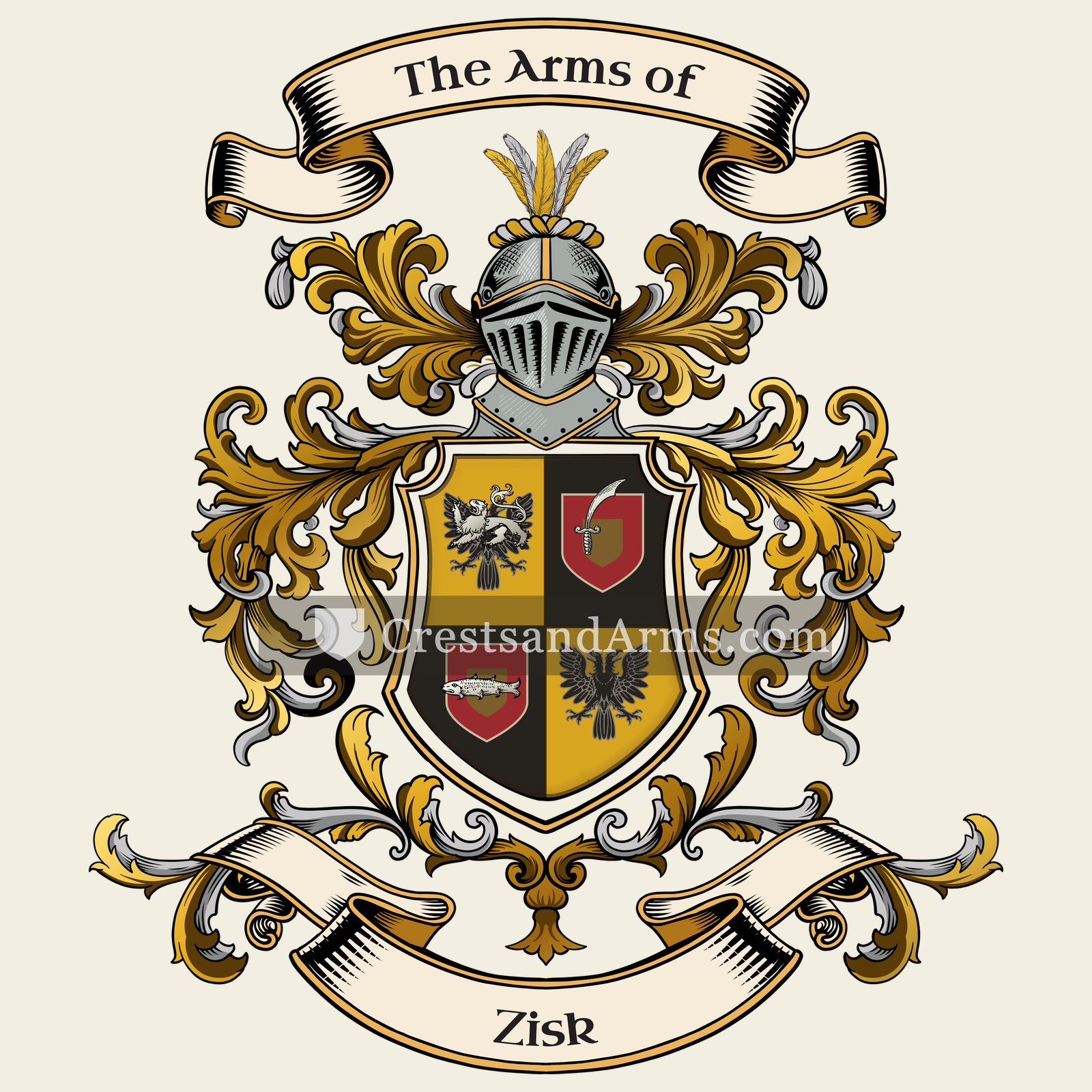 The Zisk coat of arms, drawn from the recorded blazon