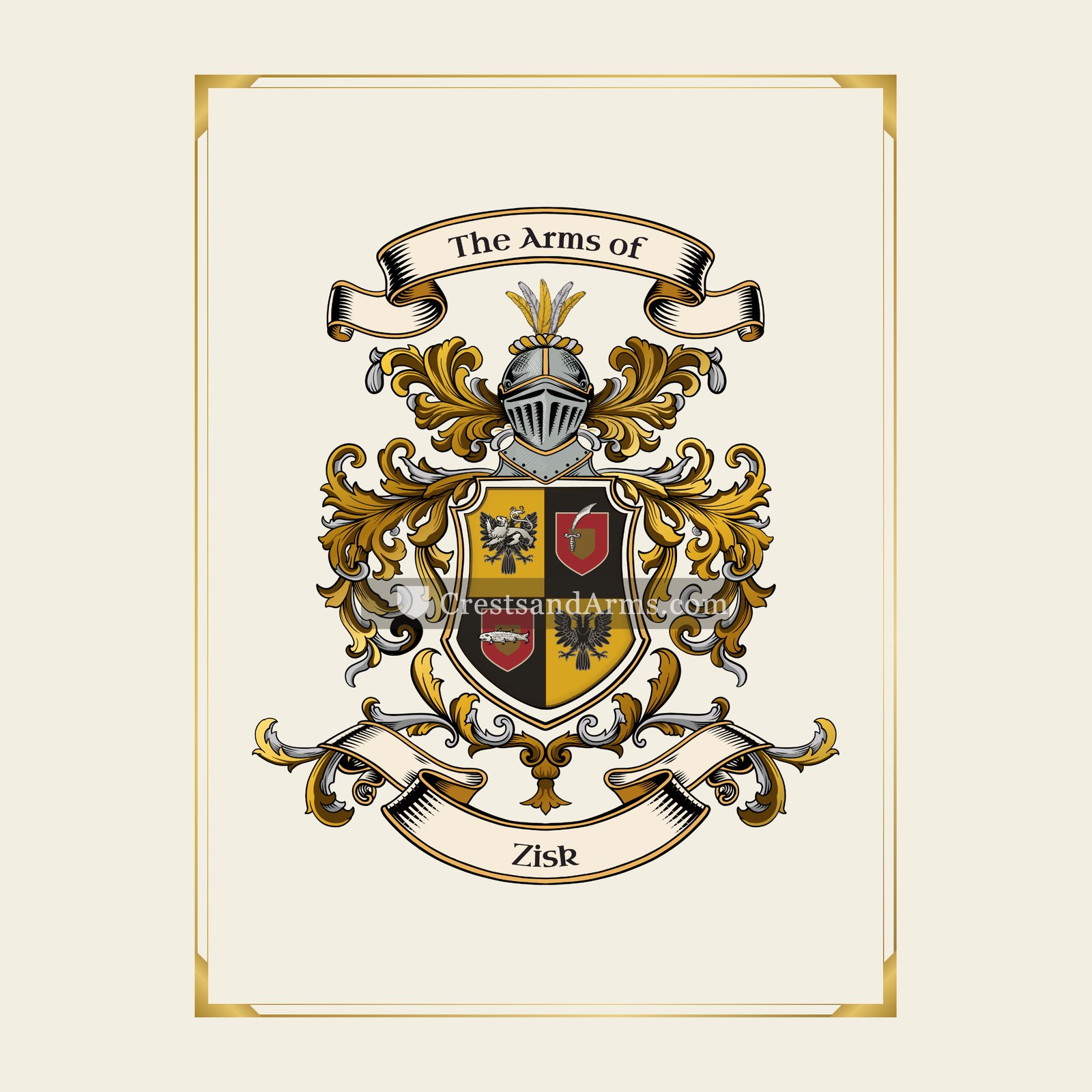 With gold border