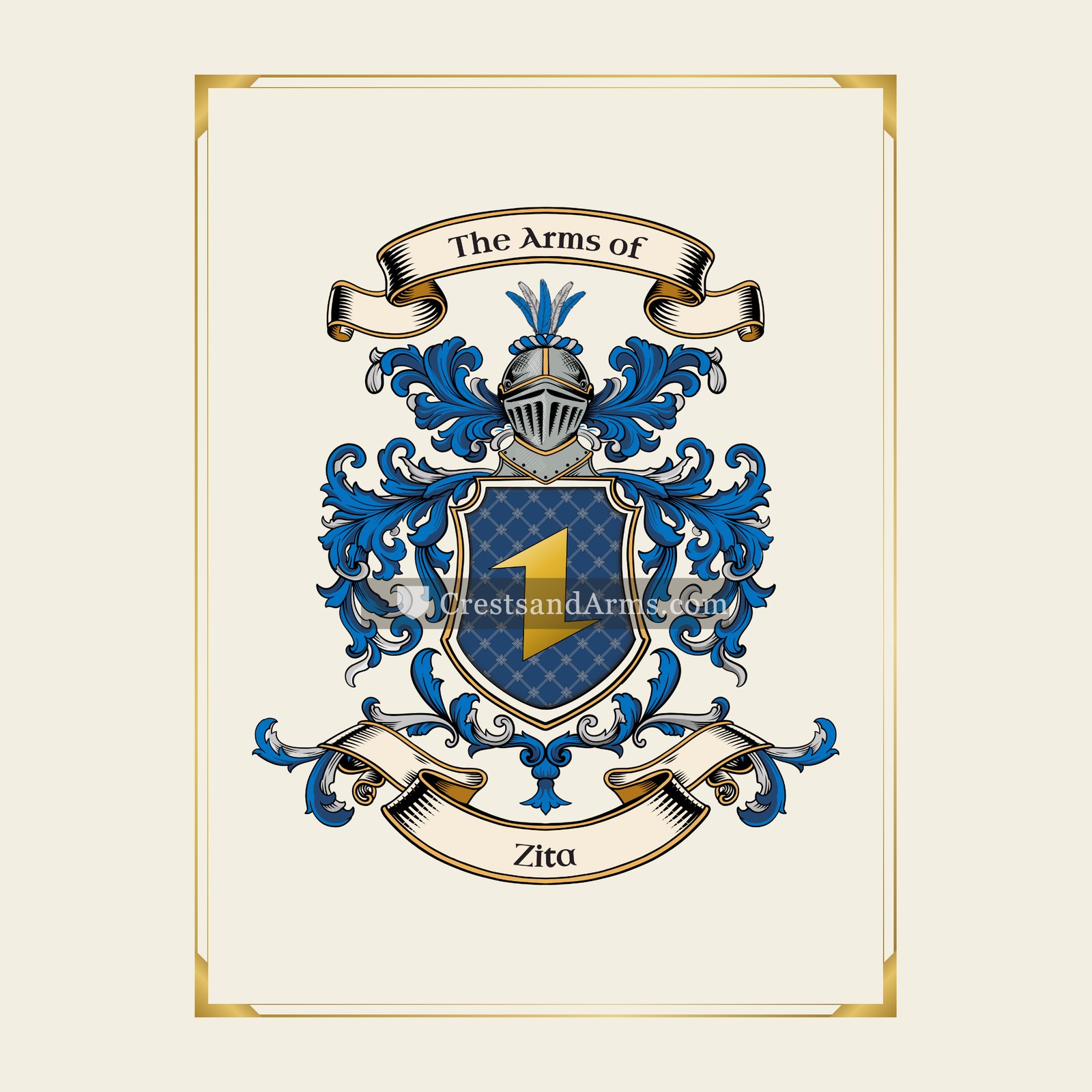 With gold border