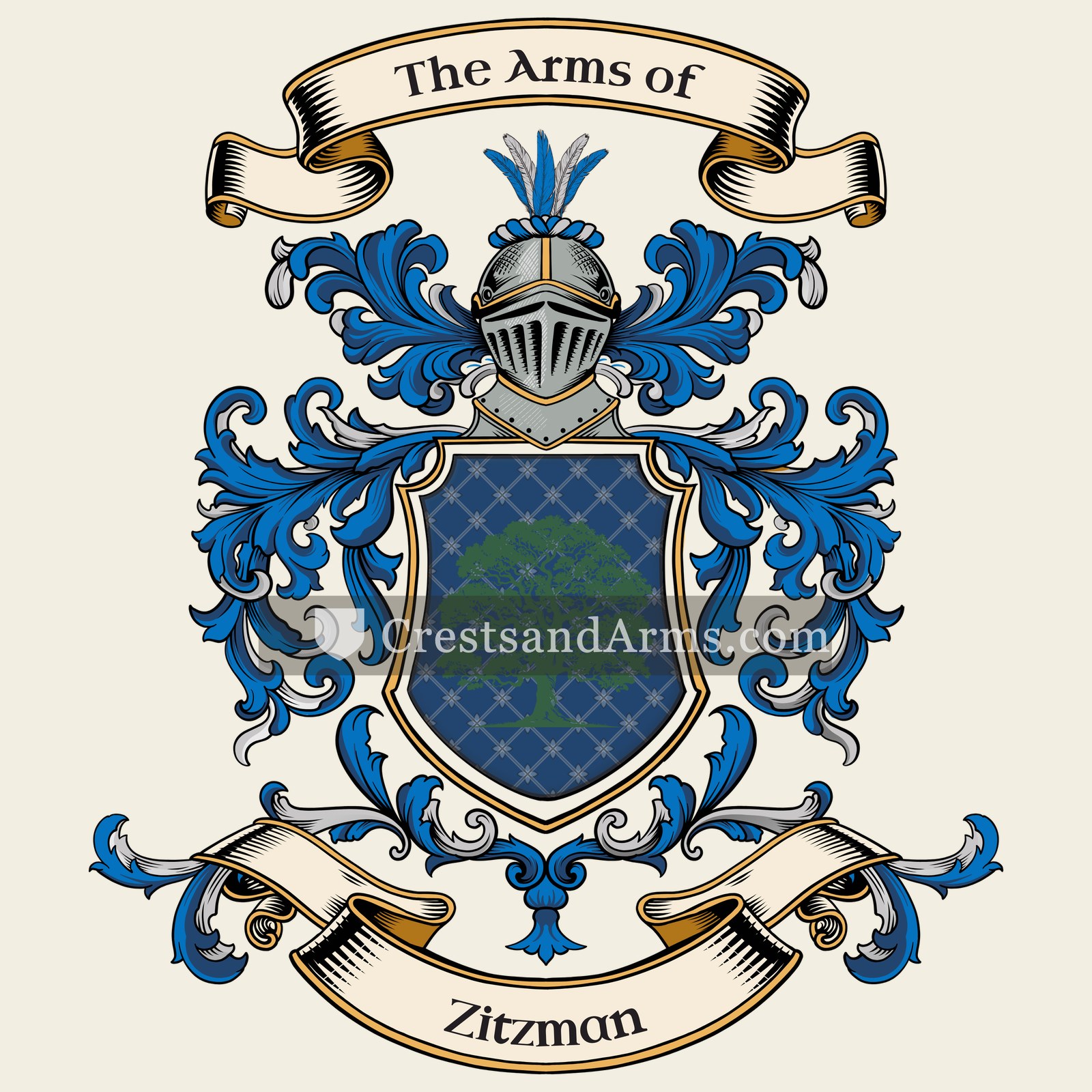 The Zitzman coat of arms, drawn from the recorded blazon