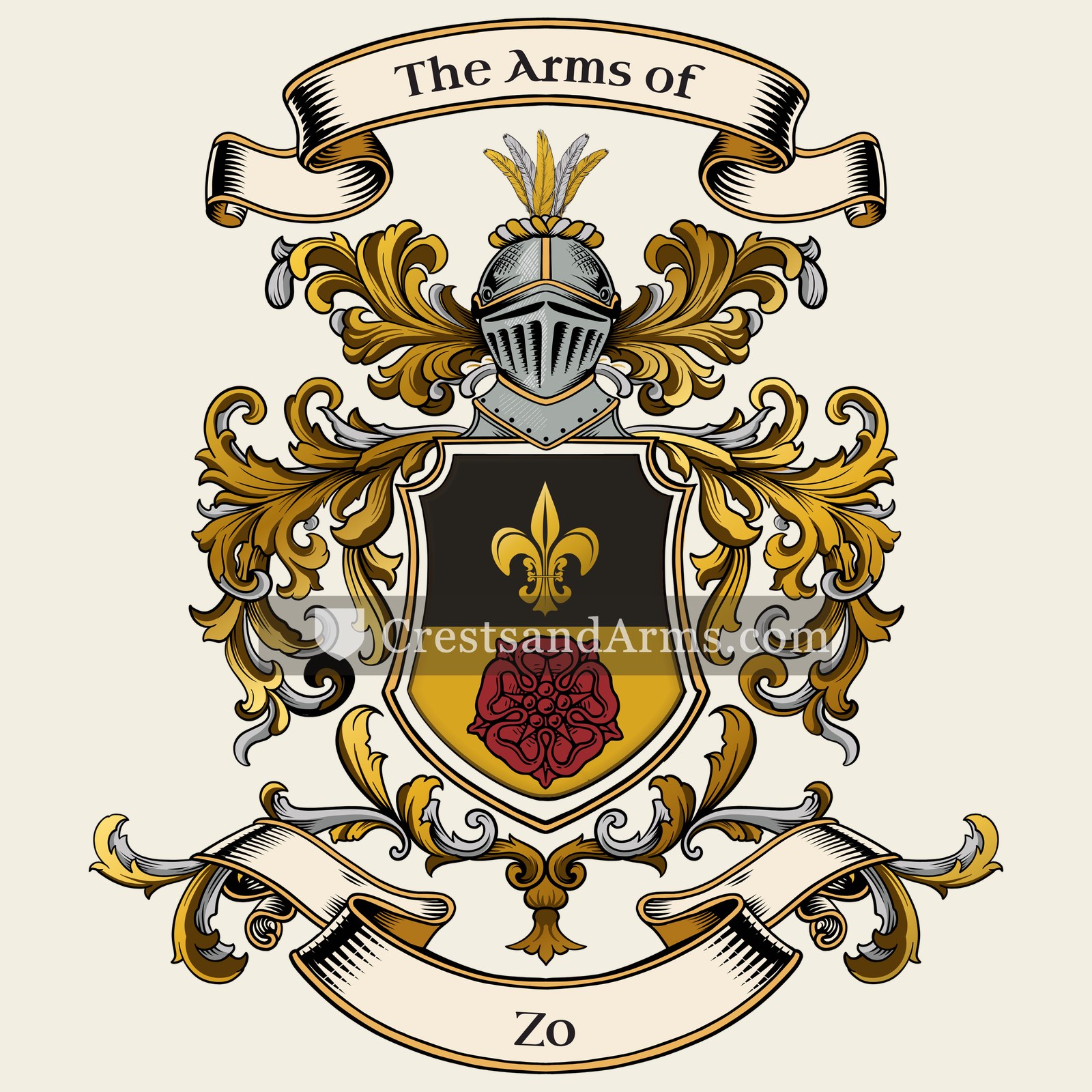 The Zo coat of arms, drawn from the recorded blazon