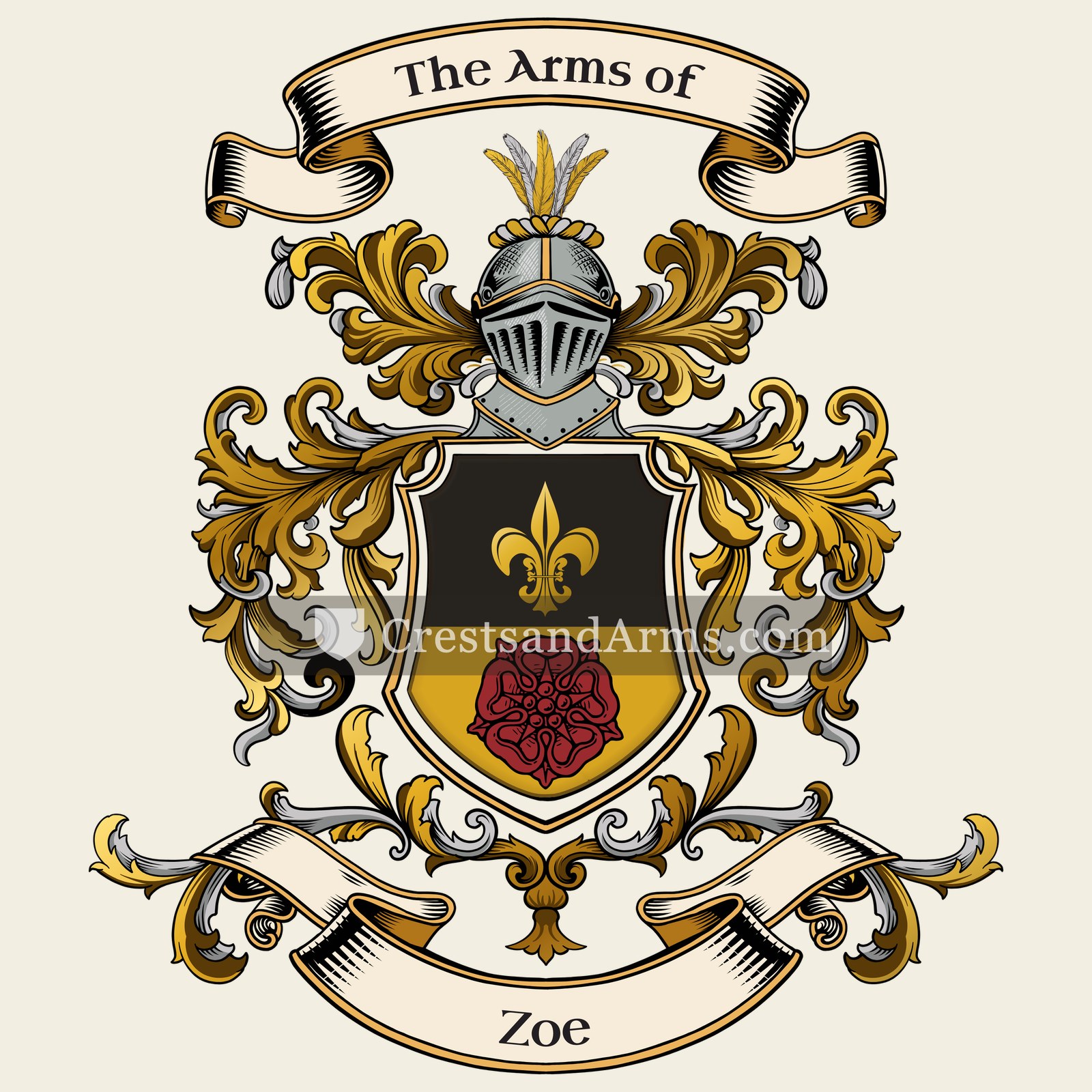 The Zoe coat of arms, drawn from the recorded blazon