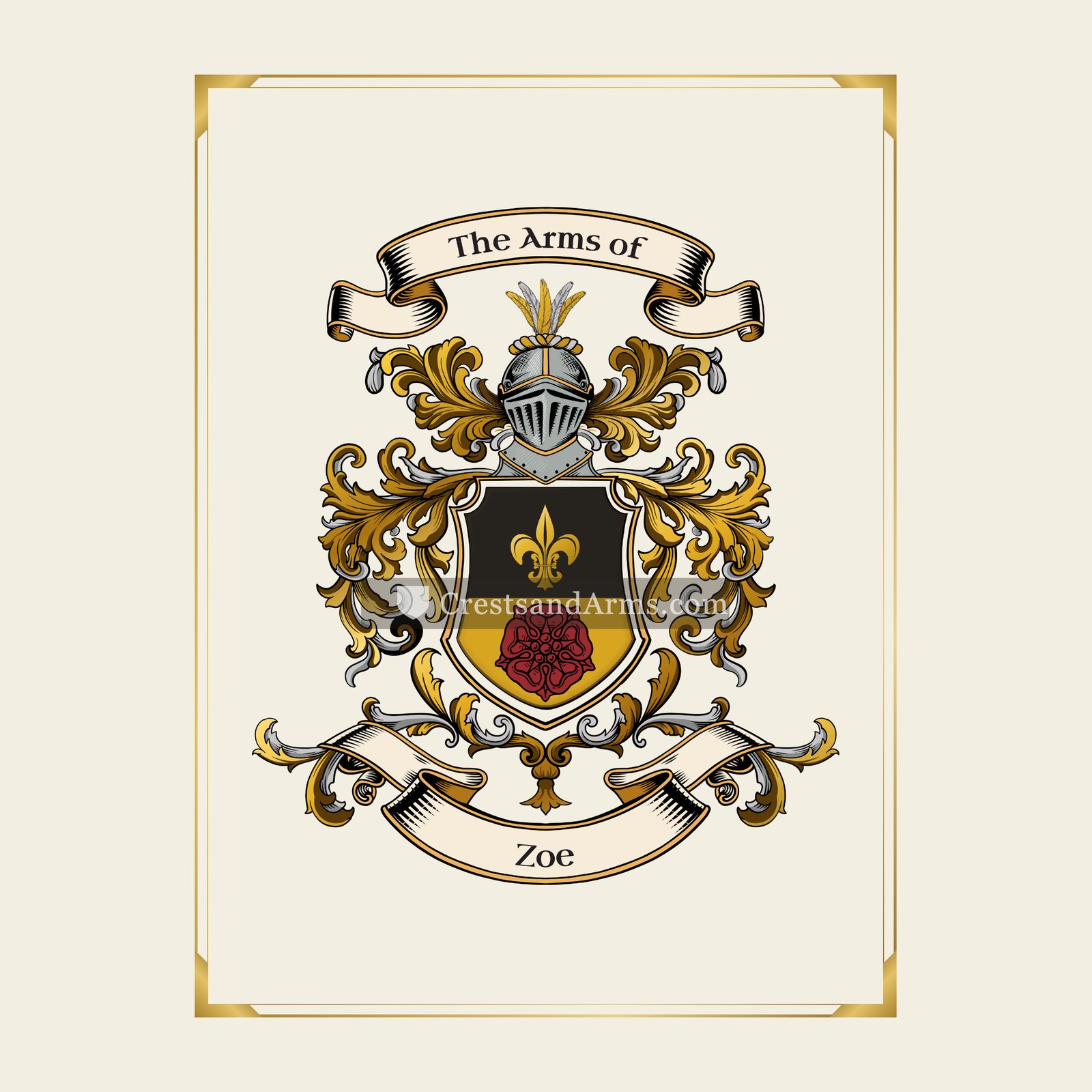 With gold border