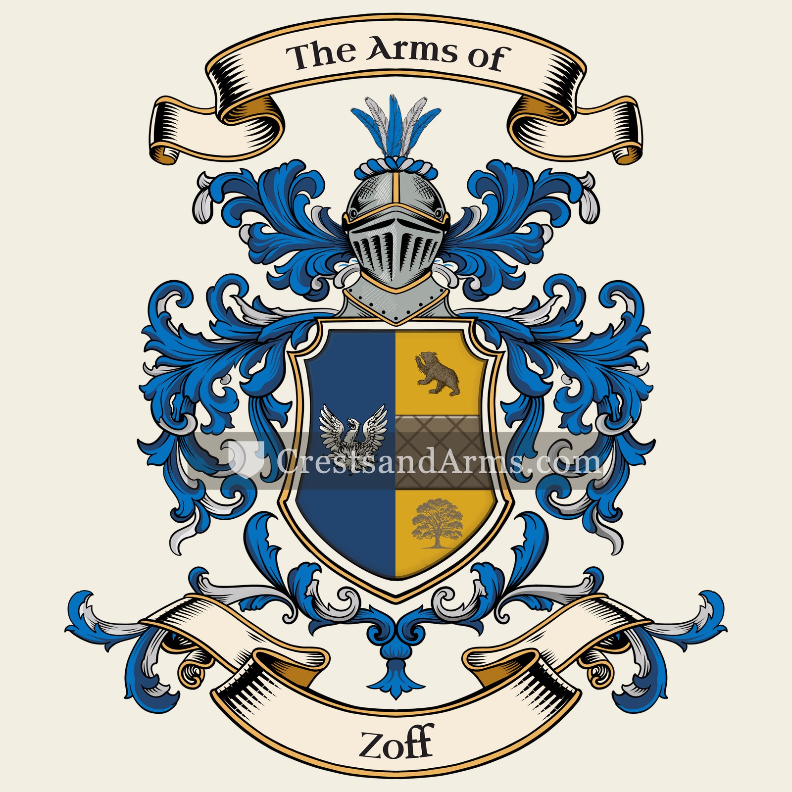 The Zoff coat of arms, drawn from the recorded blazon