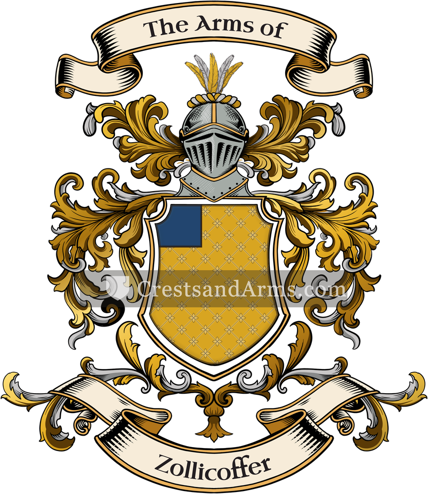 The Zollicoffer coat of arms, drawn from the recorded blazon