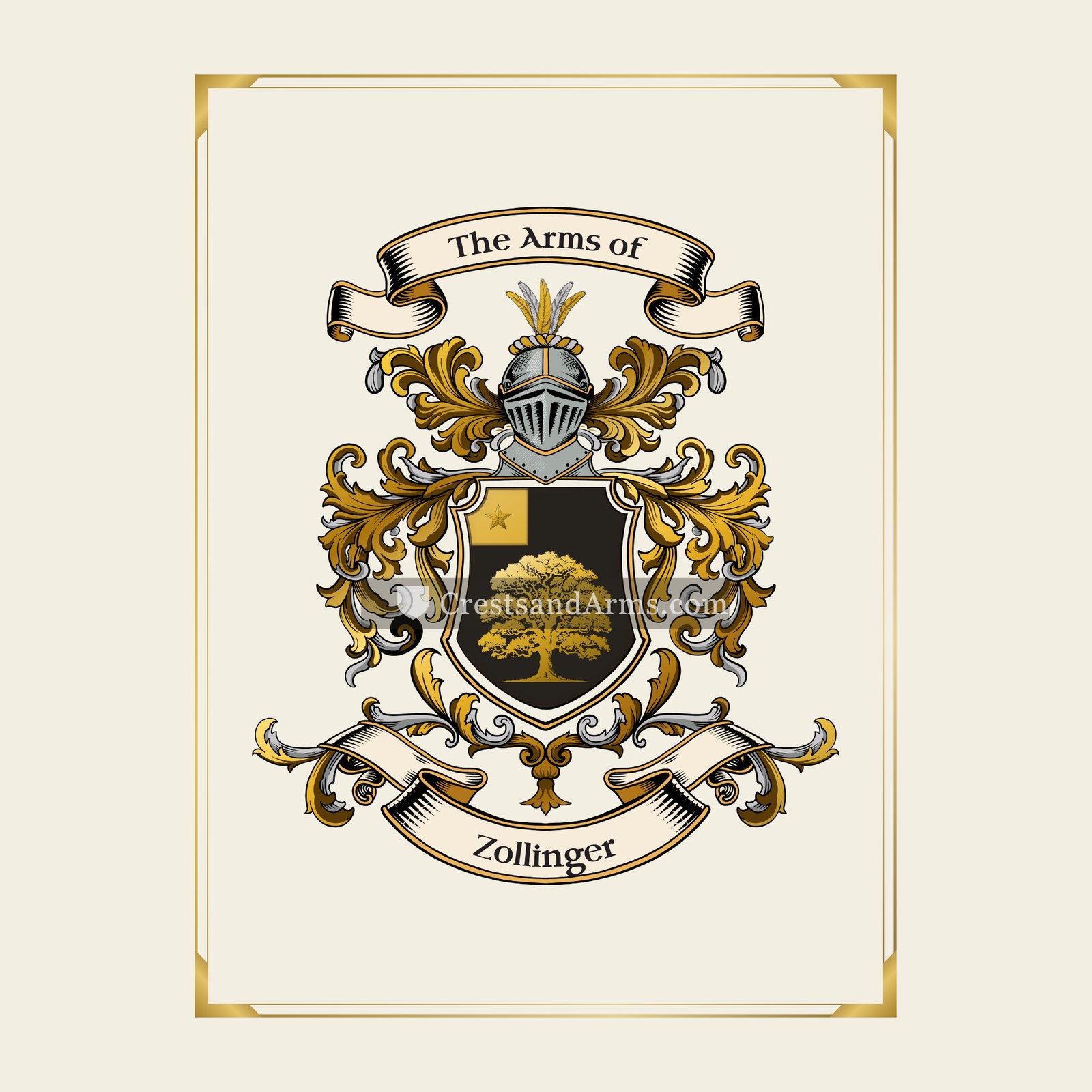With gold border