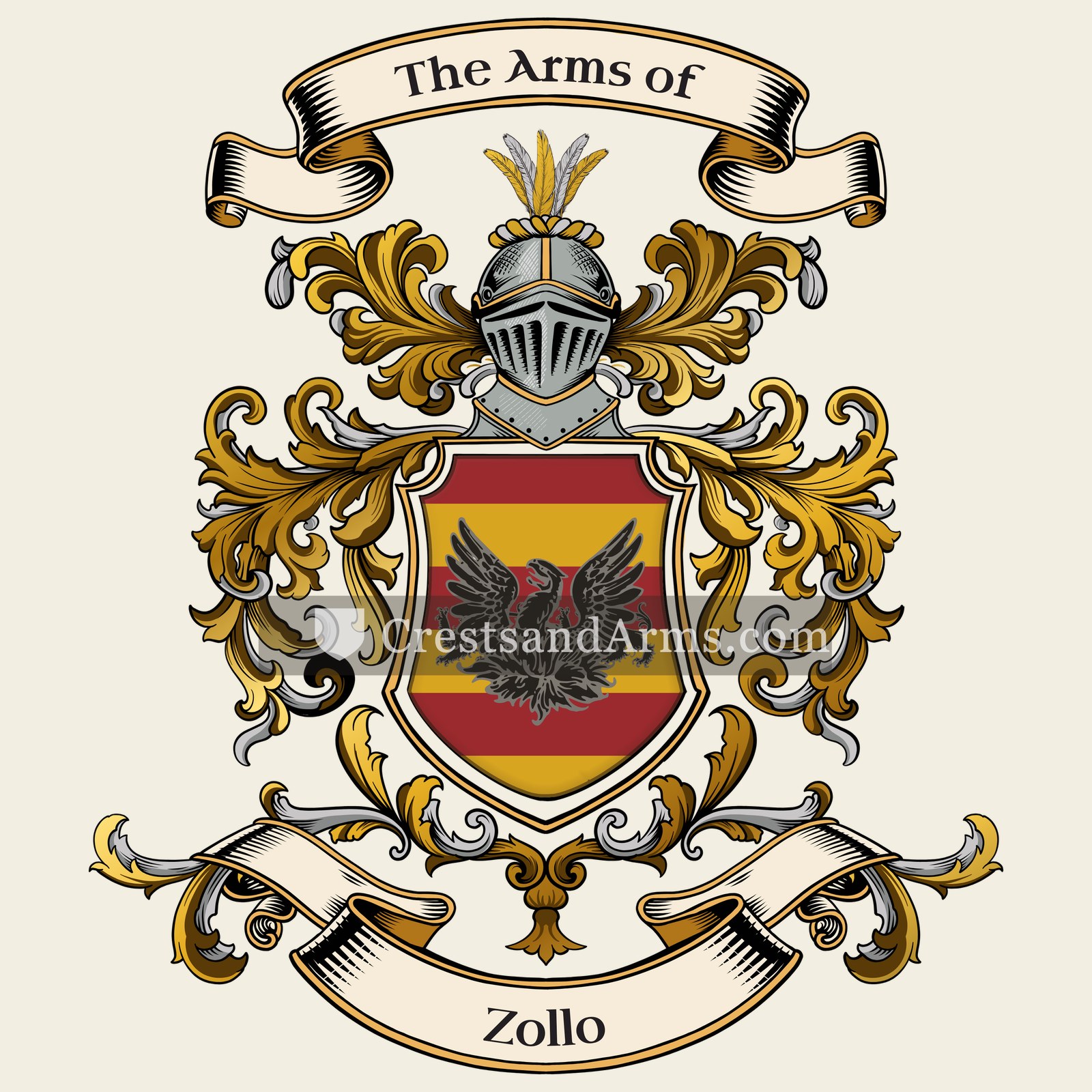 The Zollo coat of arms, drawn from the recorded blazon