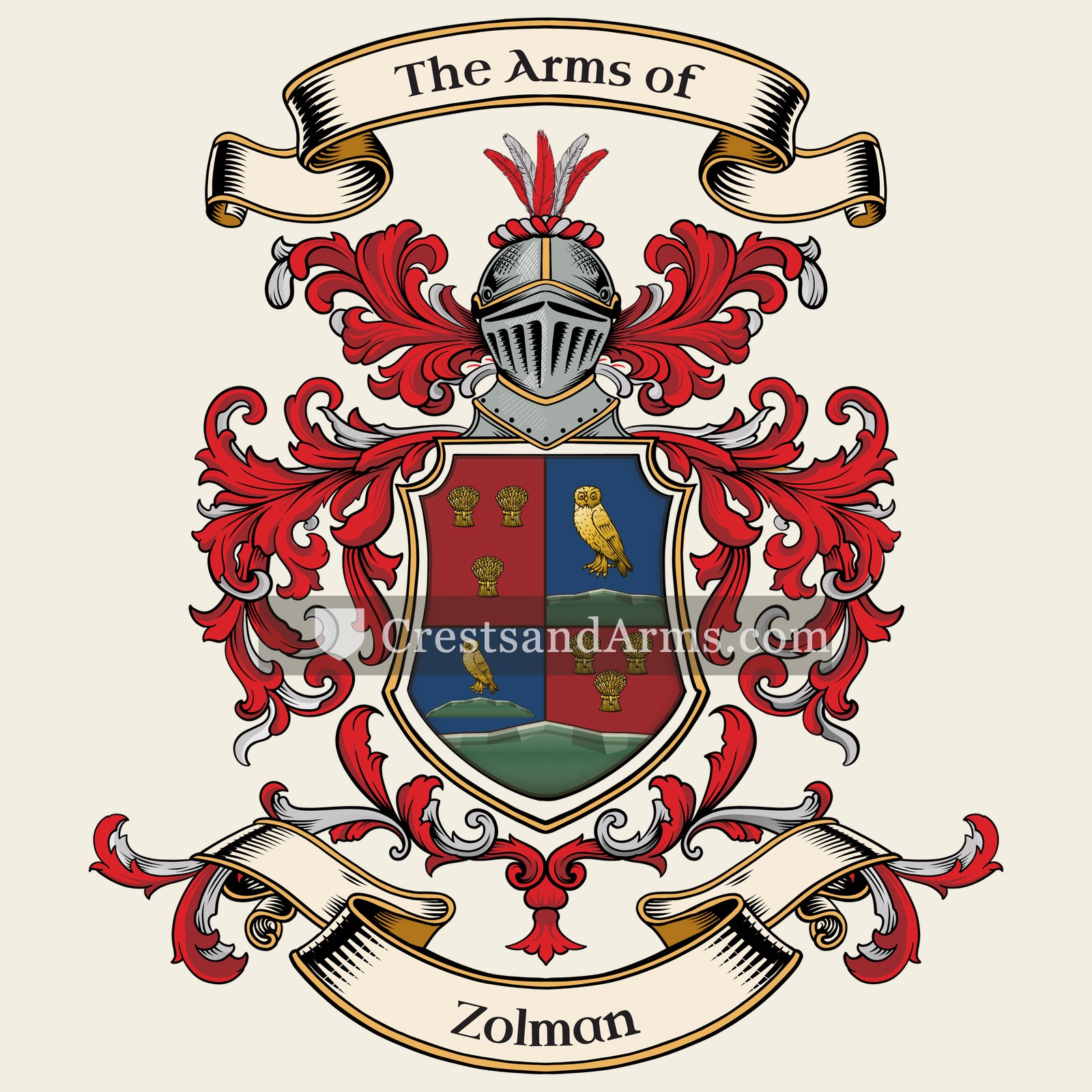 The Zolman coat of arms, drawn from the recorded blazon