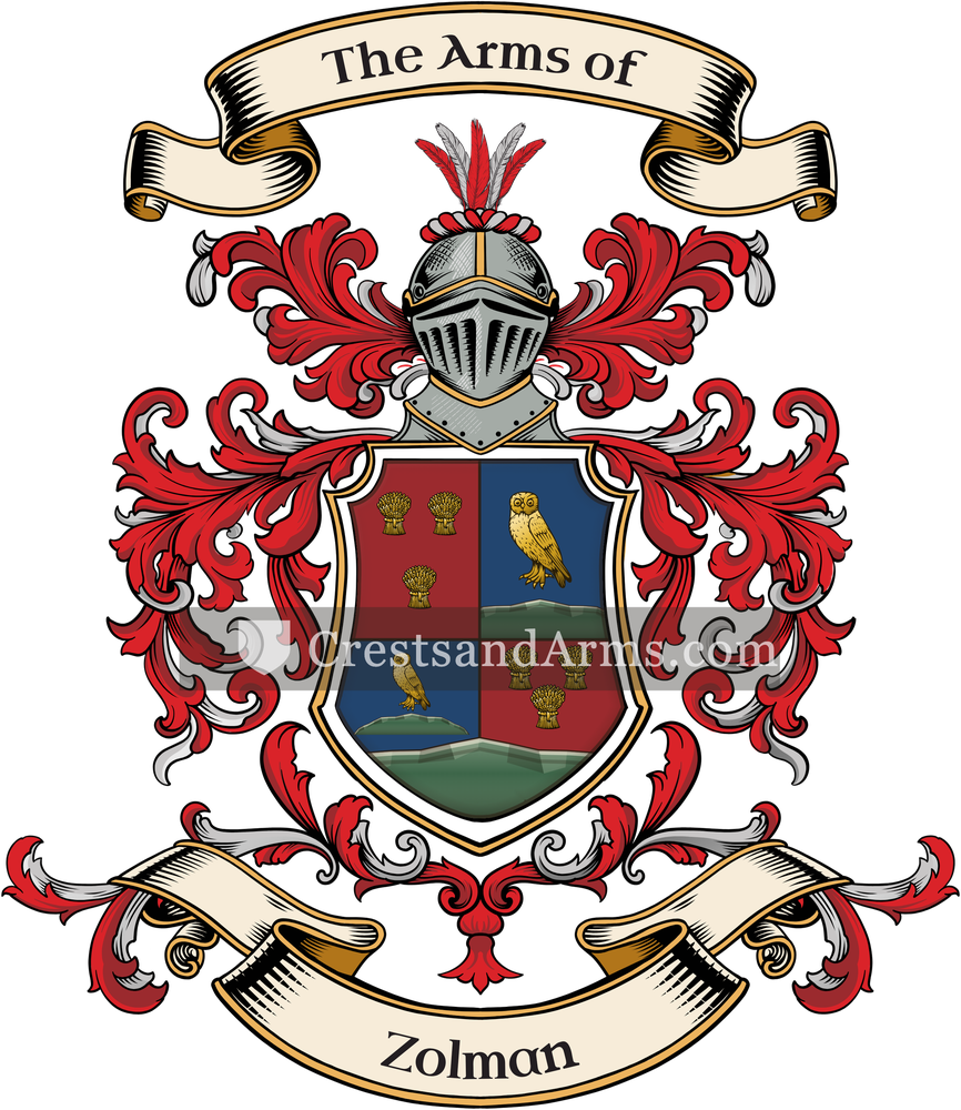The Zolman coat of arms, drawn from the recorded blazon