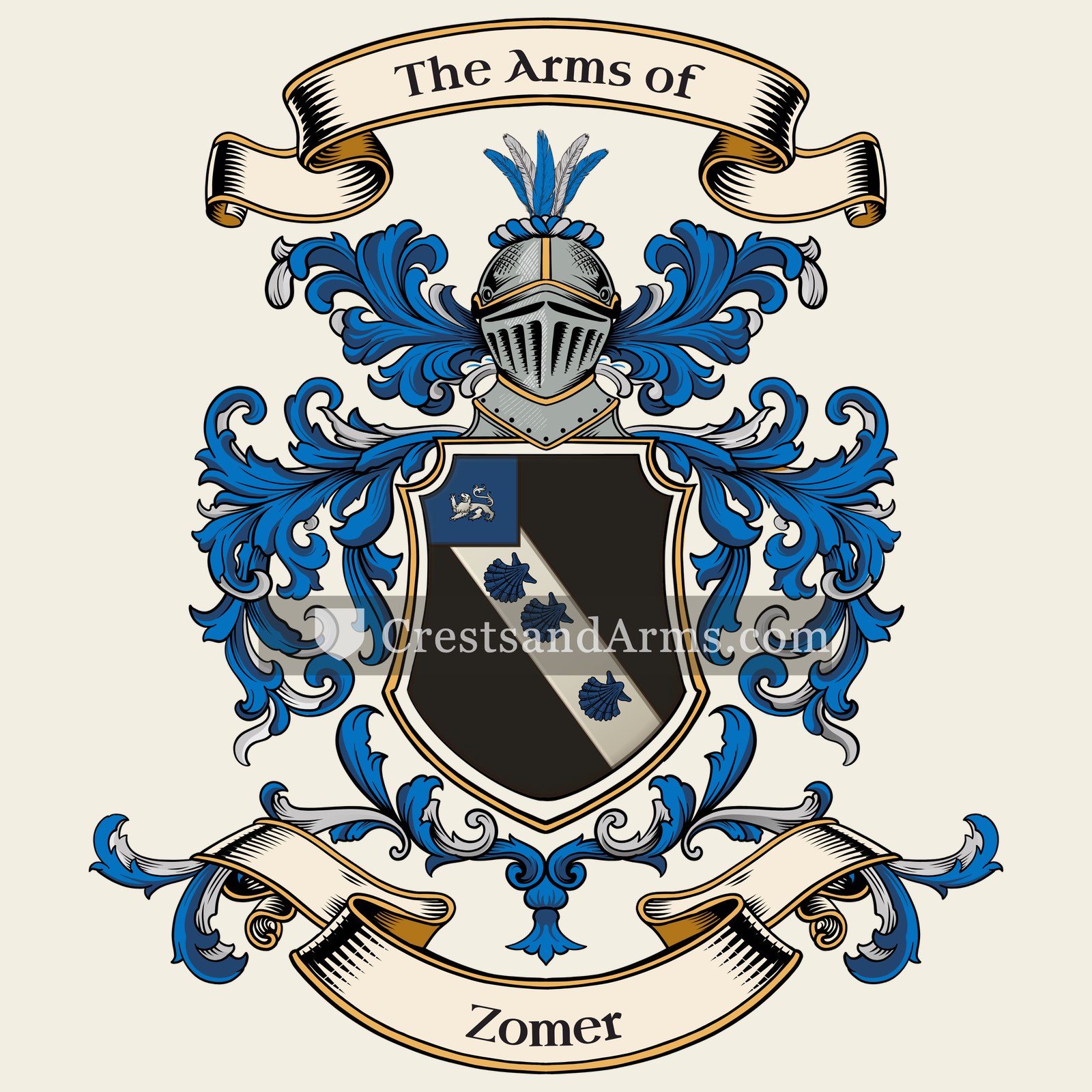 The Zomer coat of arms, drawn from the recorded blazon