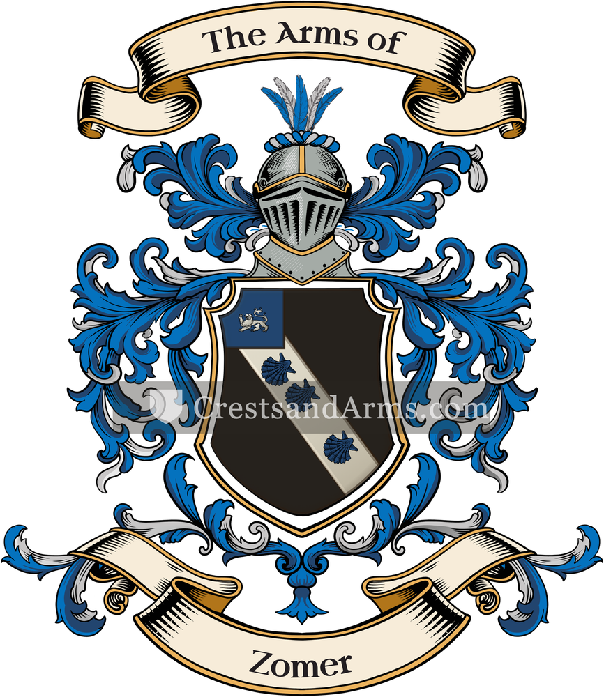 The Zomer coat of arms, drawn from the recorded blazon