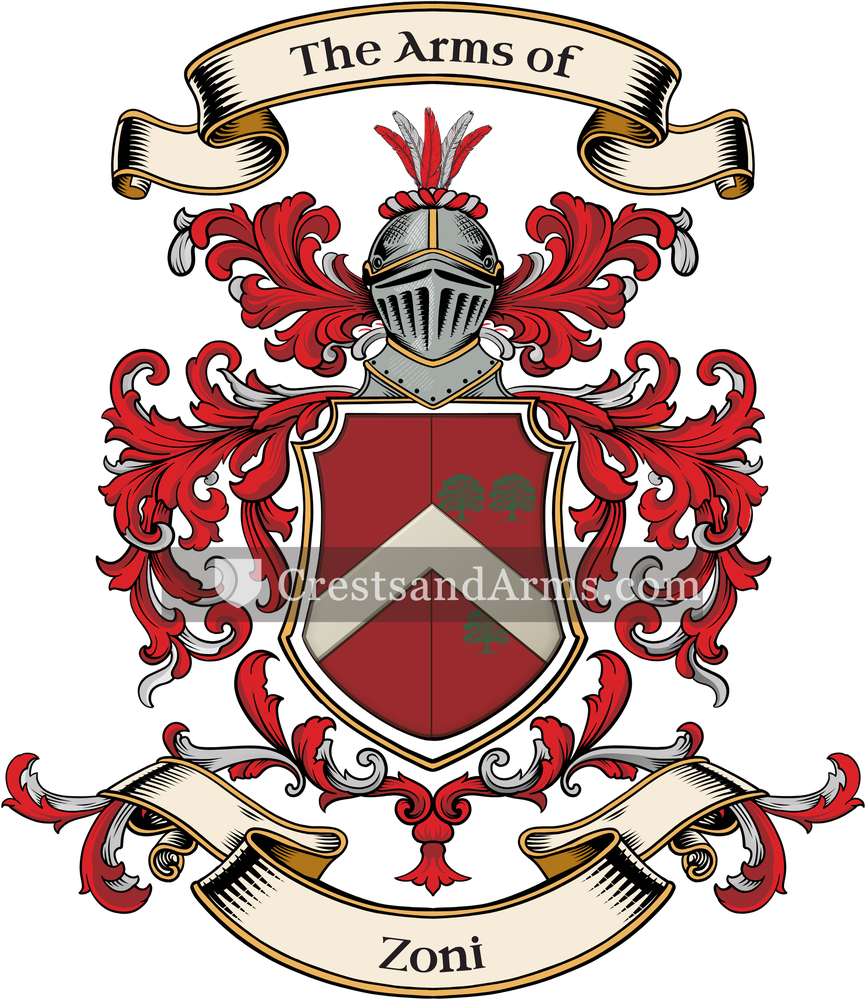 The Zoni coat of arms, drawn from the recorded blazon