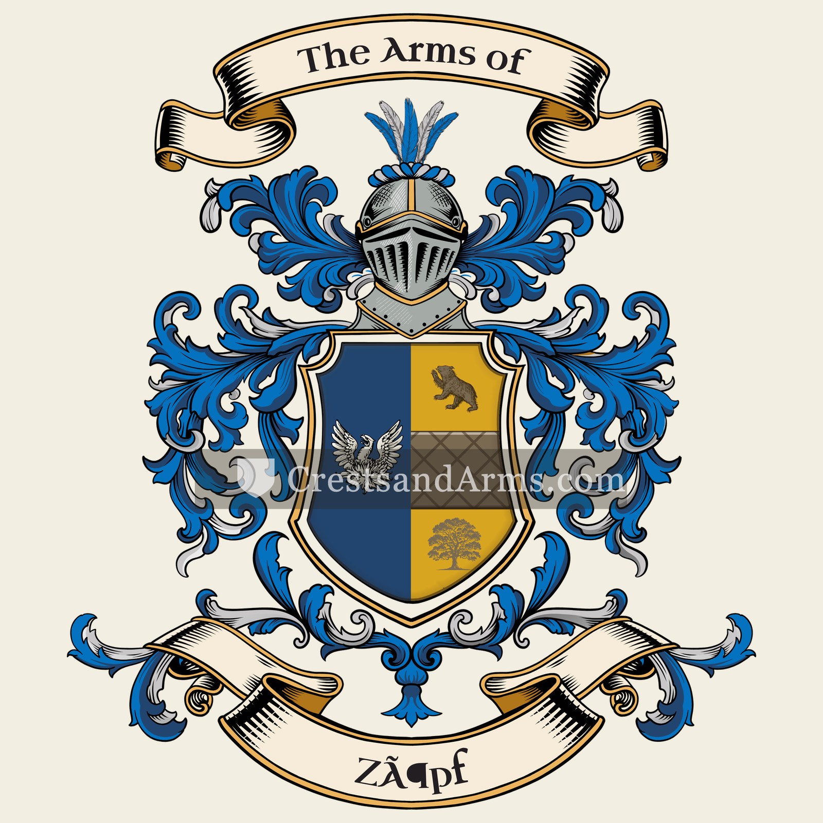 The Zöpf coat of arms, drawn from the recorded blazon