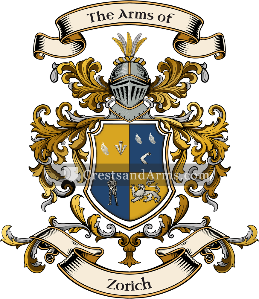 The Zorich coat of arms, drawn from the recorded blazon