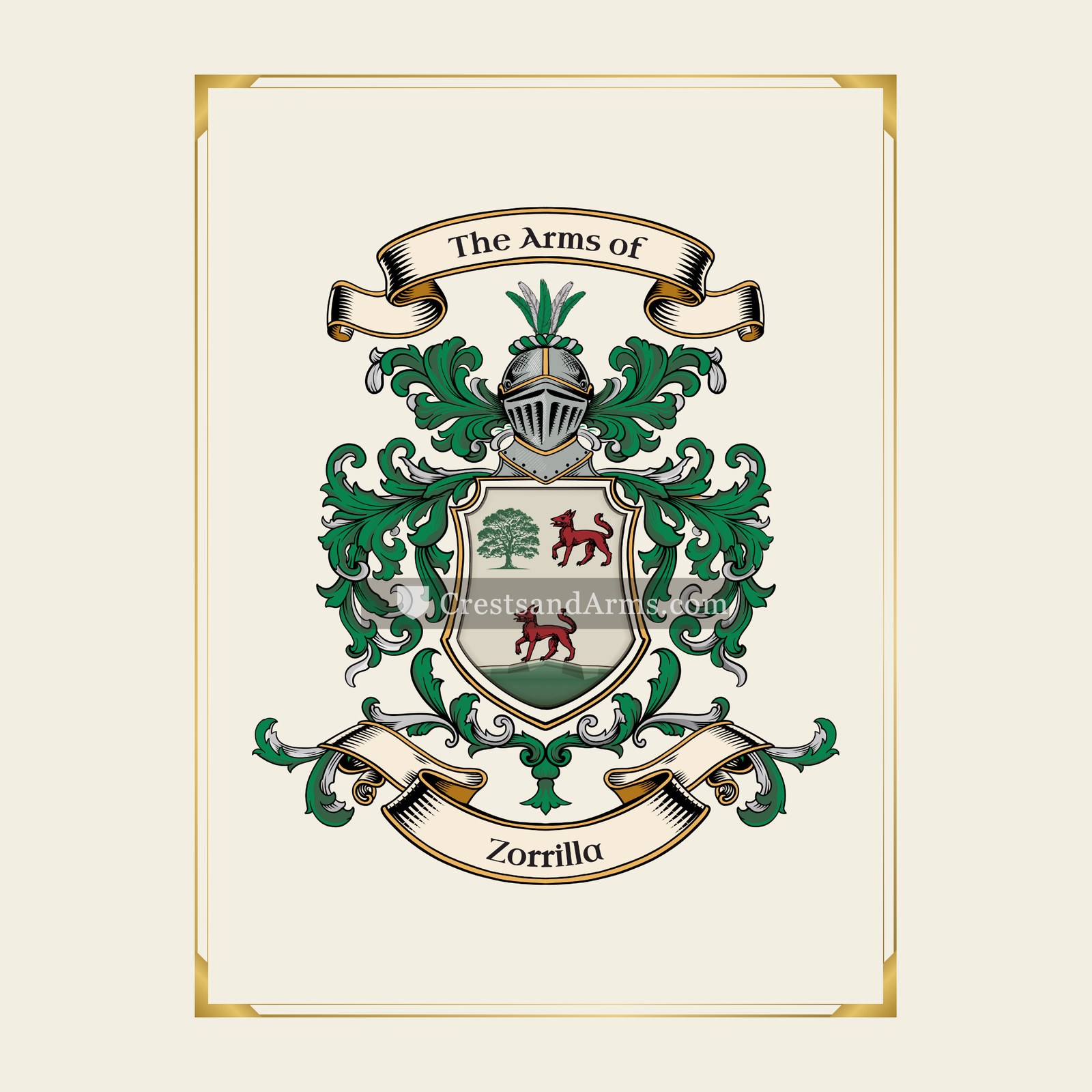 With gold border