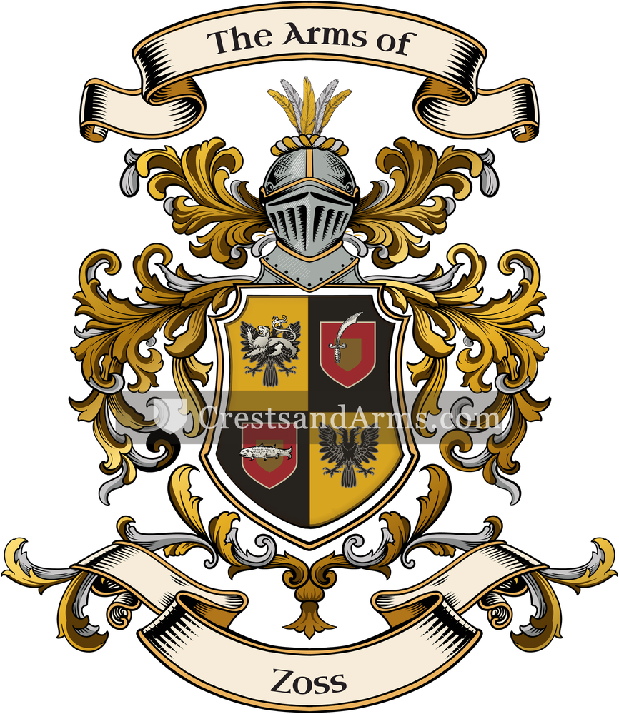 The Zoss coat of arms, drawn from the recorded blazon