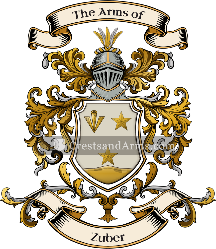 The Zuber coat of arms, drawn from the recorded blazon