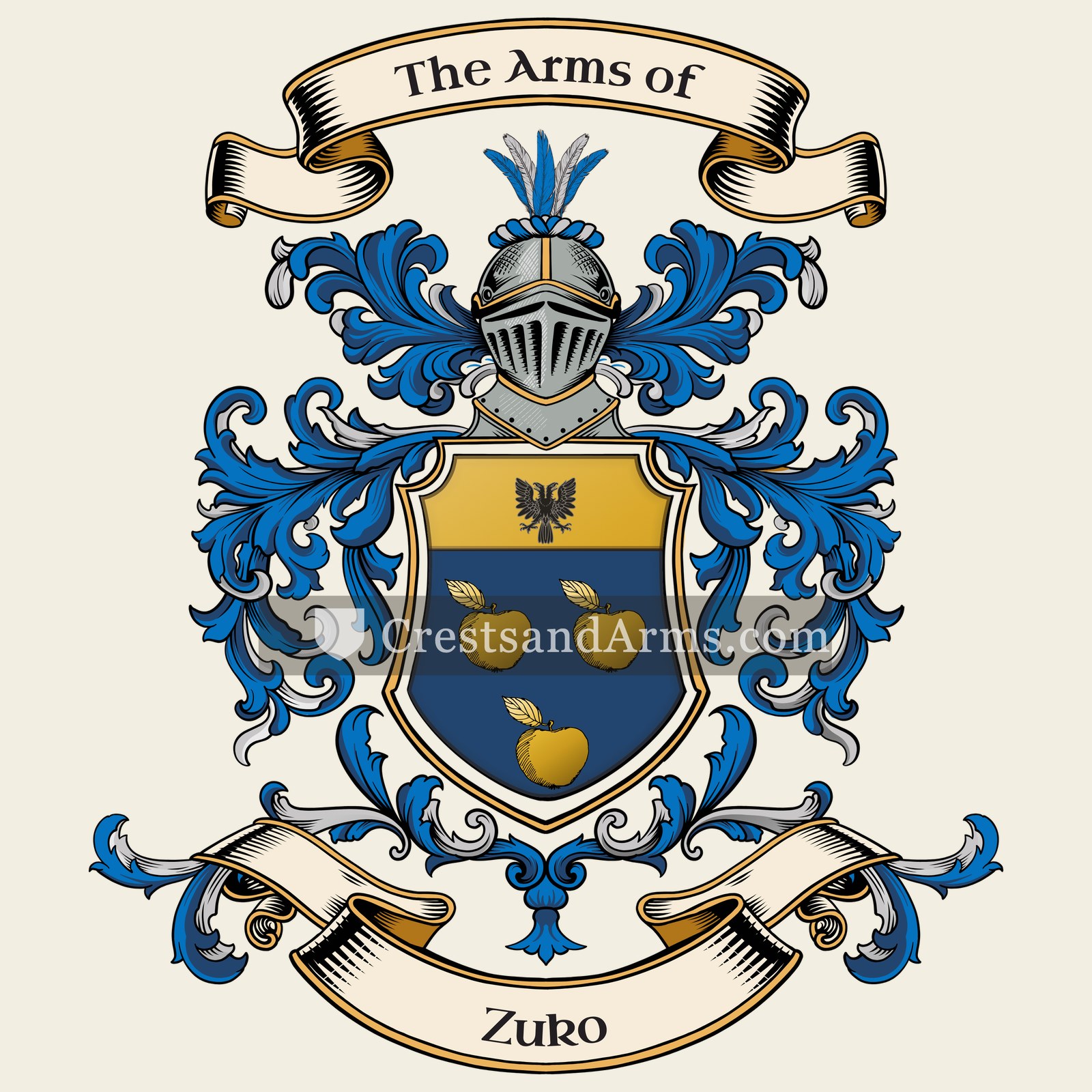 The Zuko coat of arms, drawn from the recorded blazon