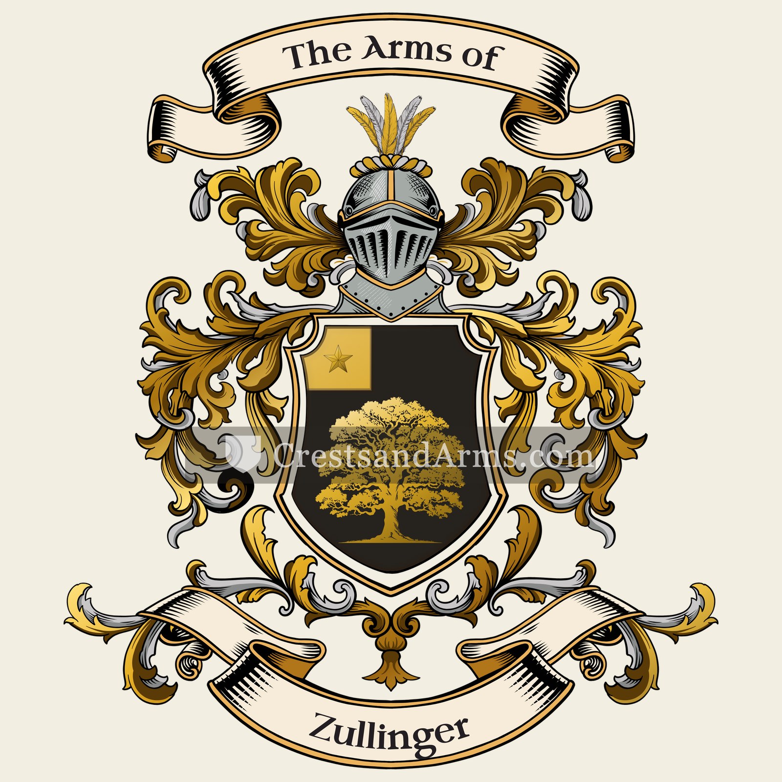 The Zullinger coat of arms, drawn from the recorded blazon