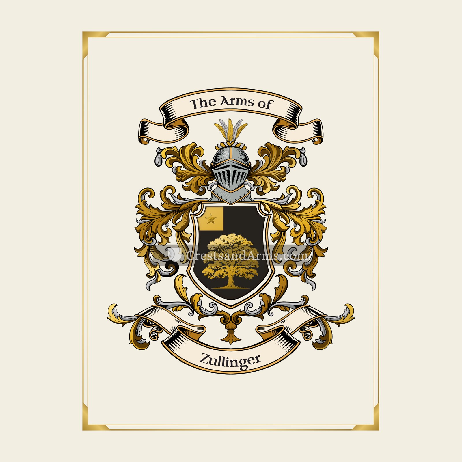 With gold border