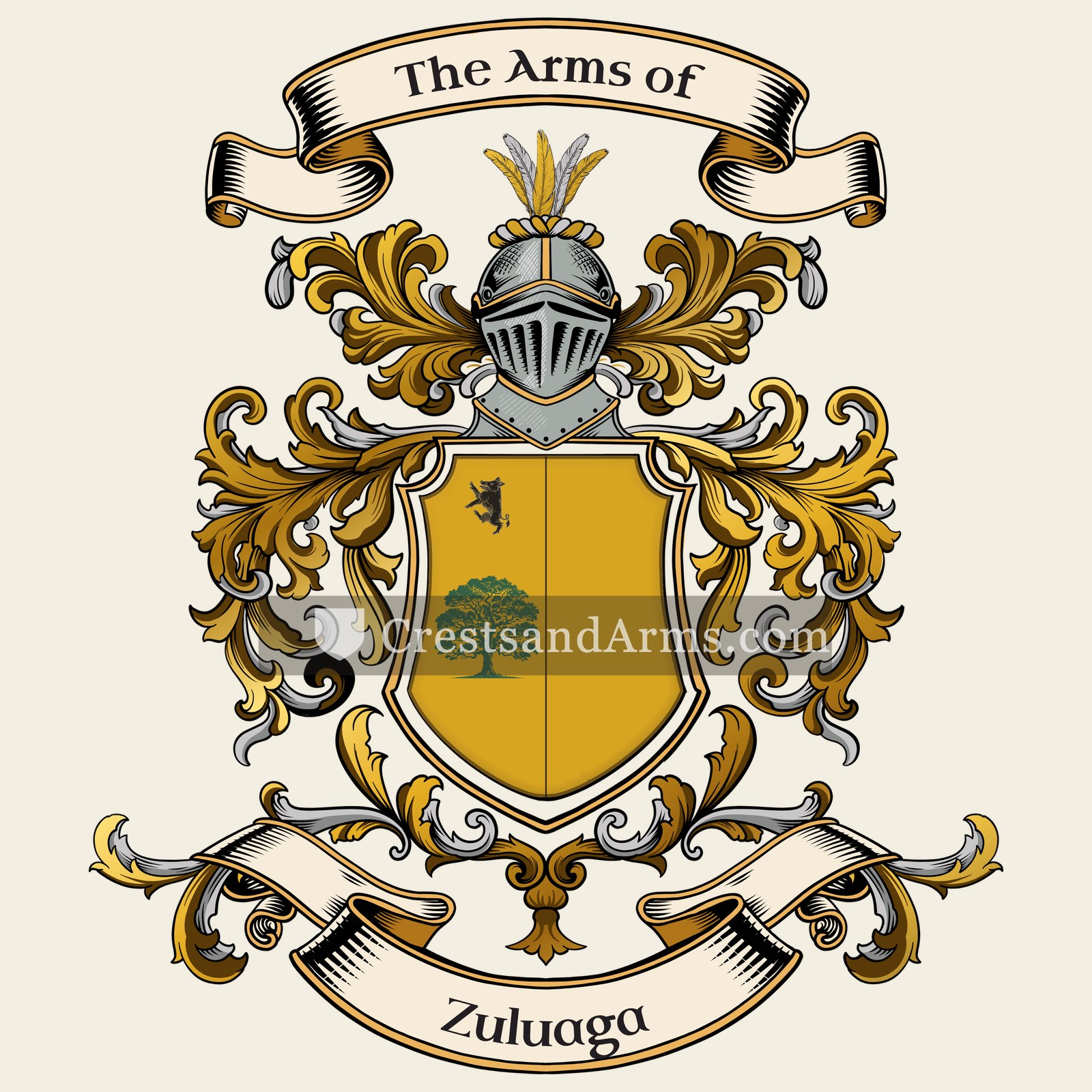 The Zuluaga coat of arms, drawn from the recorded blazon
