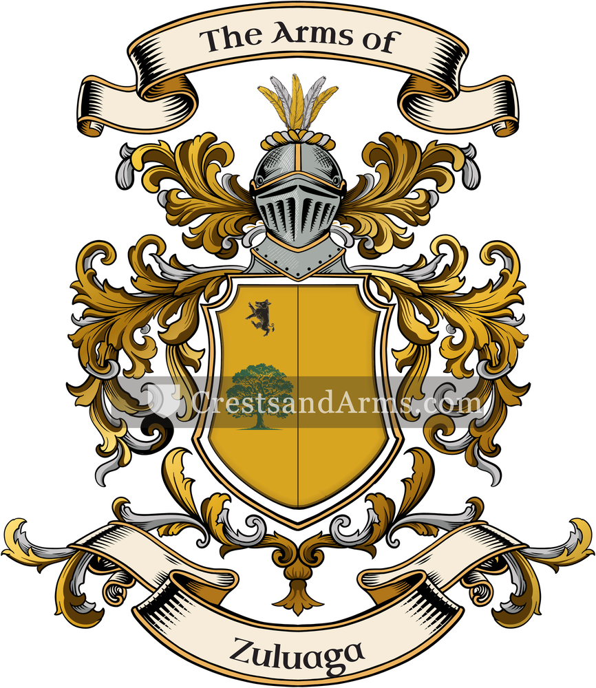 The Zuluaga coat of arms, drawn from the recorded blazon
