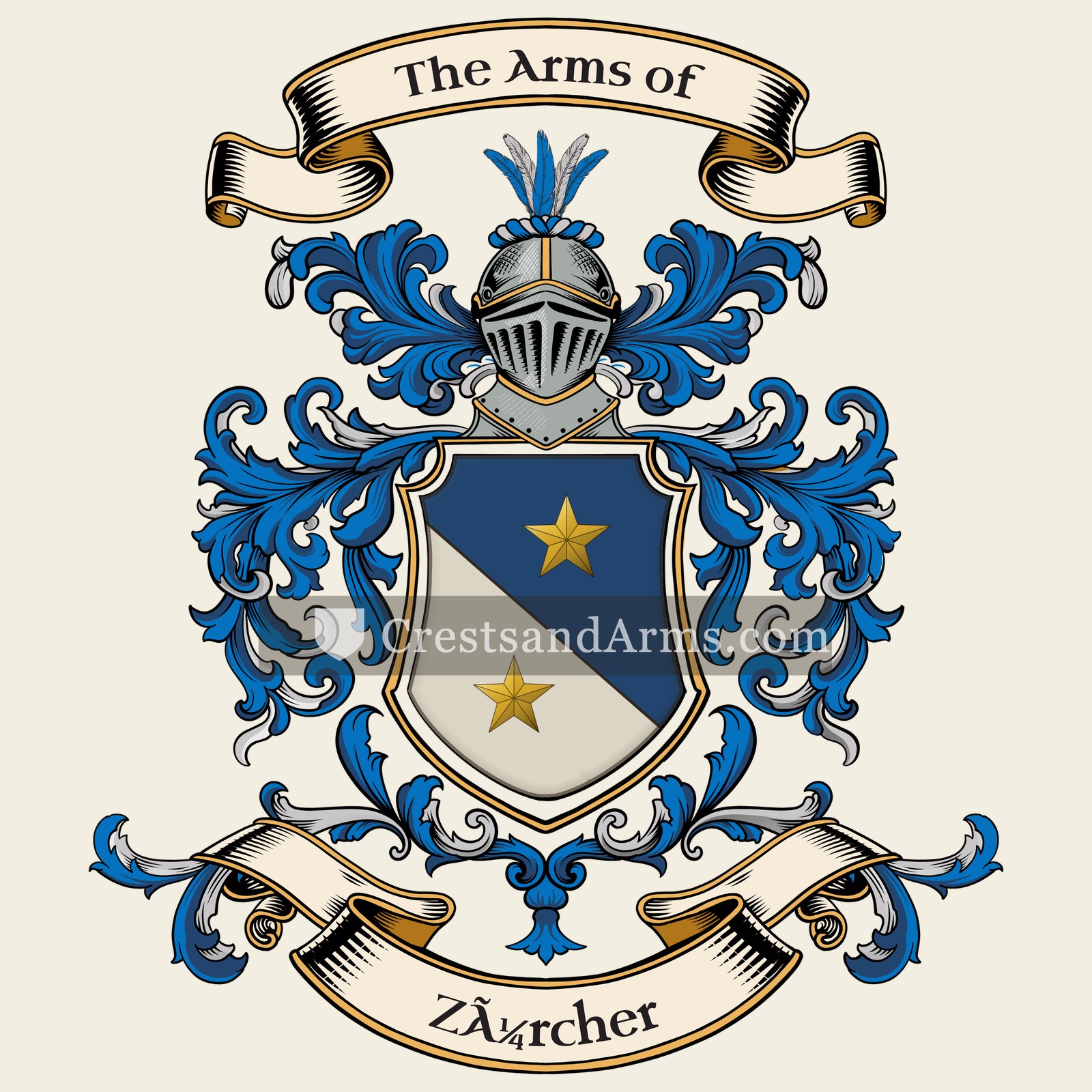 The Zürcher coat of arms, drawn from the recorded blazon