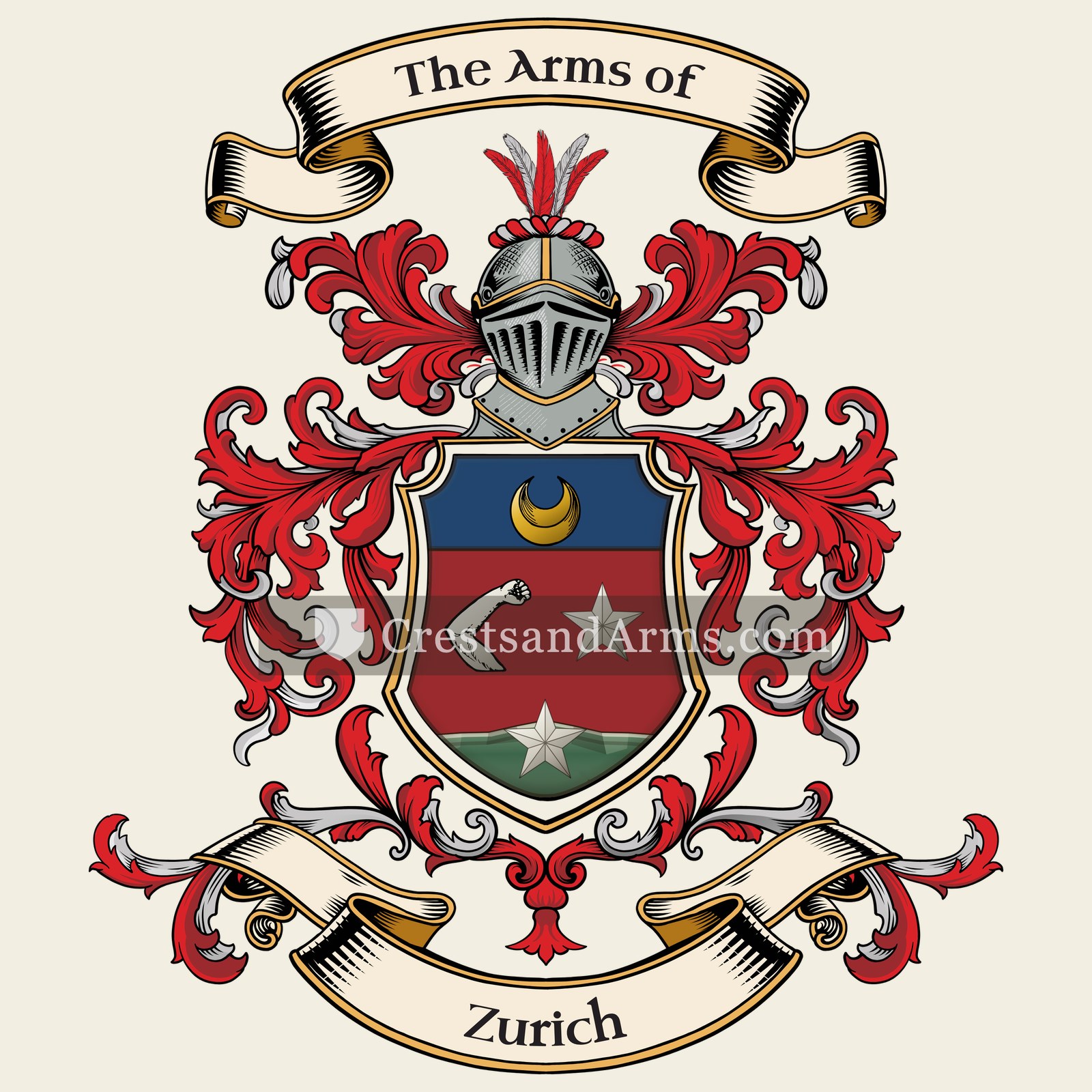 The Zurich coat of arms, drawn from the recorded blazon