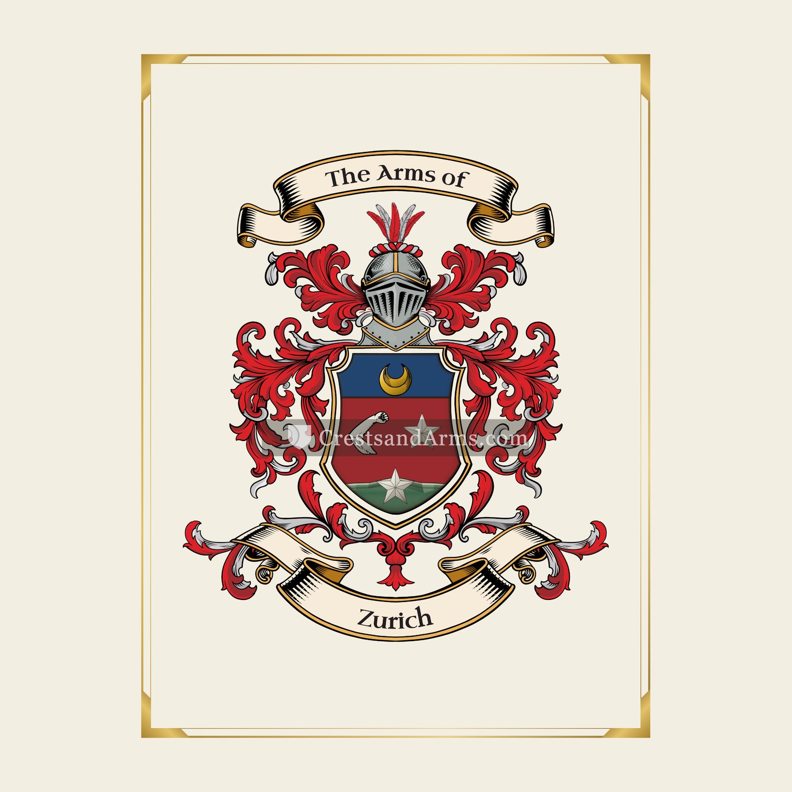 With gold border