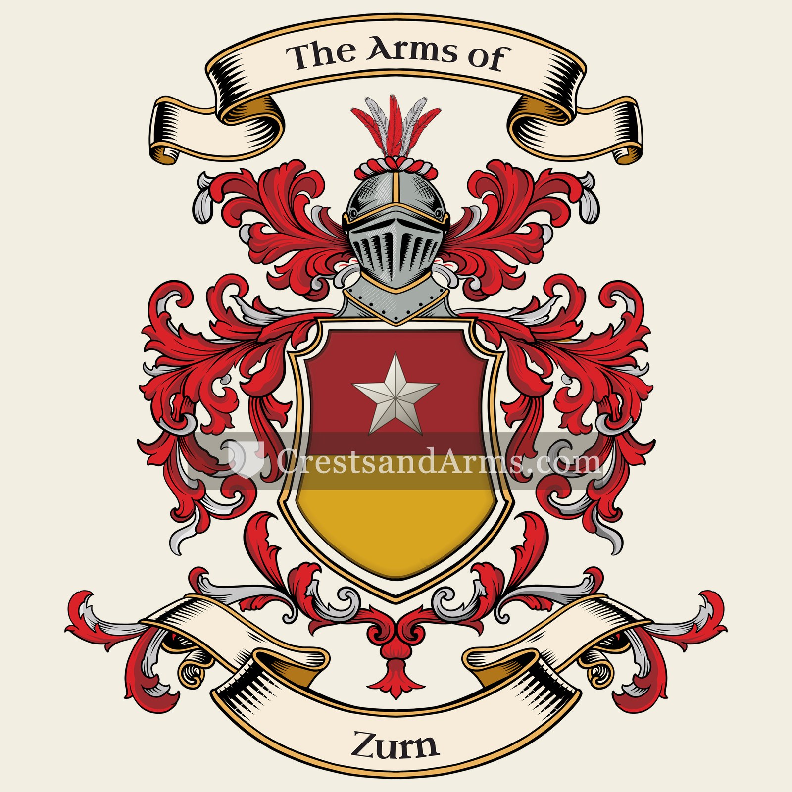 The Zurn coat of arms, drawn from the recorded blazon