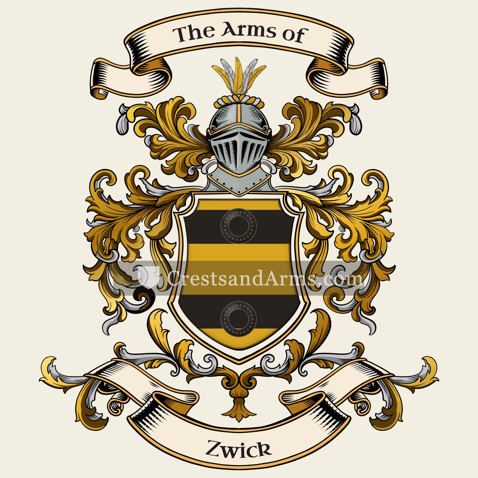 The Zwick coat of arms, drawn from the recorded blazon