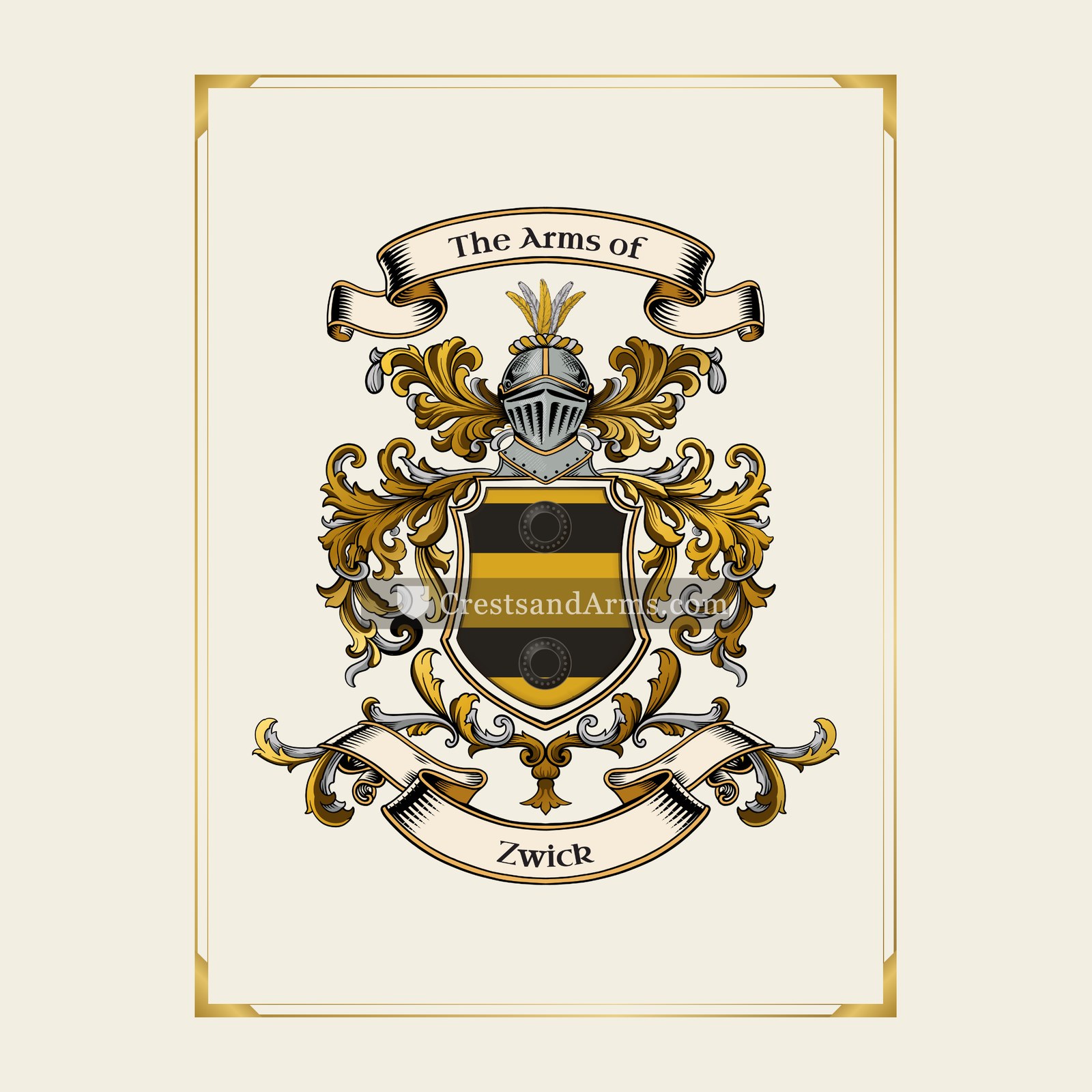 With gold border