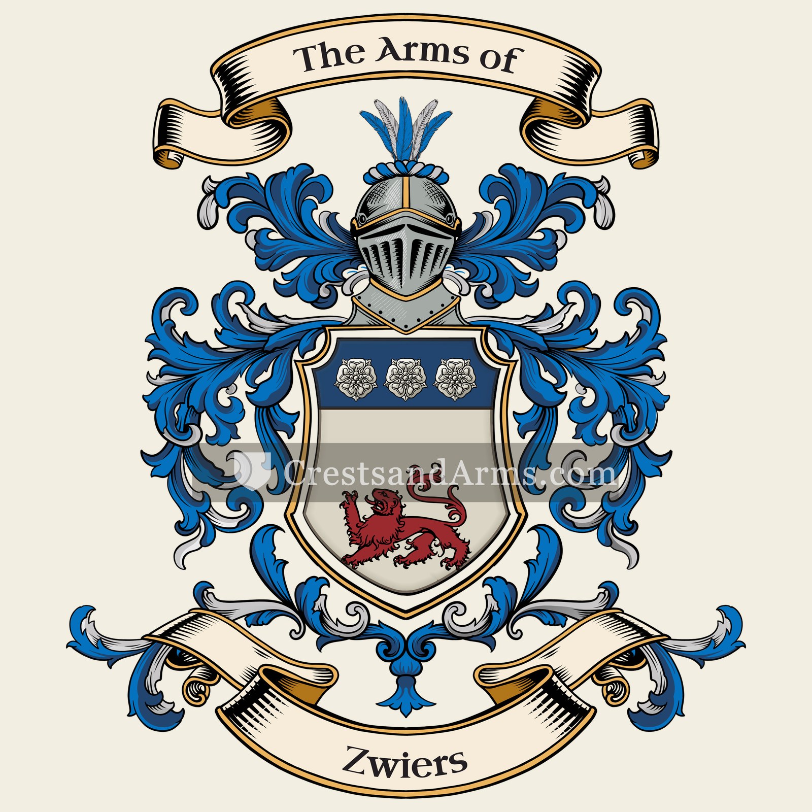 The Zwiers coat of arms, drawn from the recorded blazon