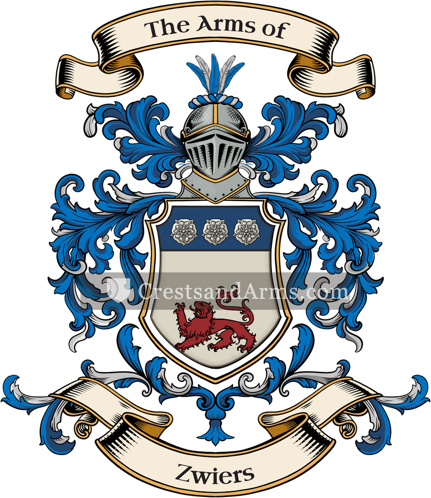 The Zwiers coat of arms, drawn from the recorded blazon
