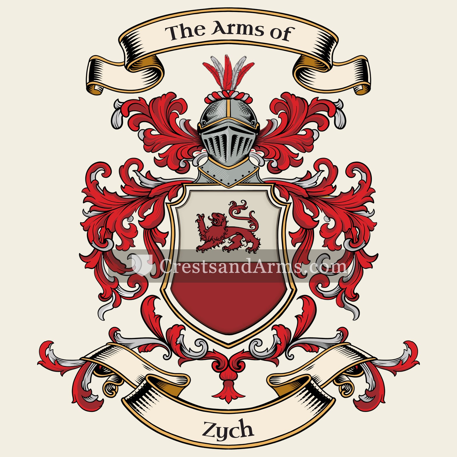 The Zych coat of arms, drawn from the recorded blazon